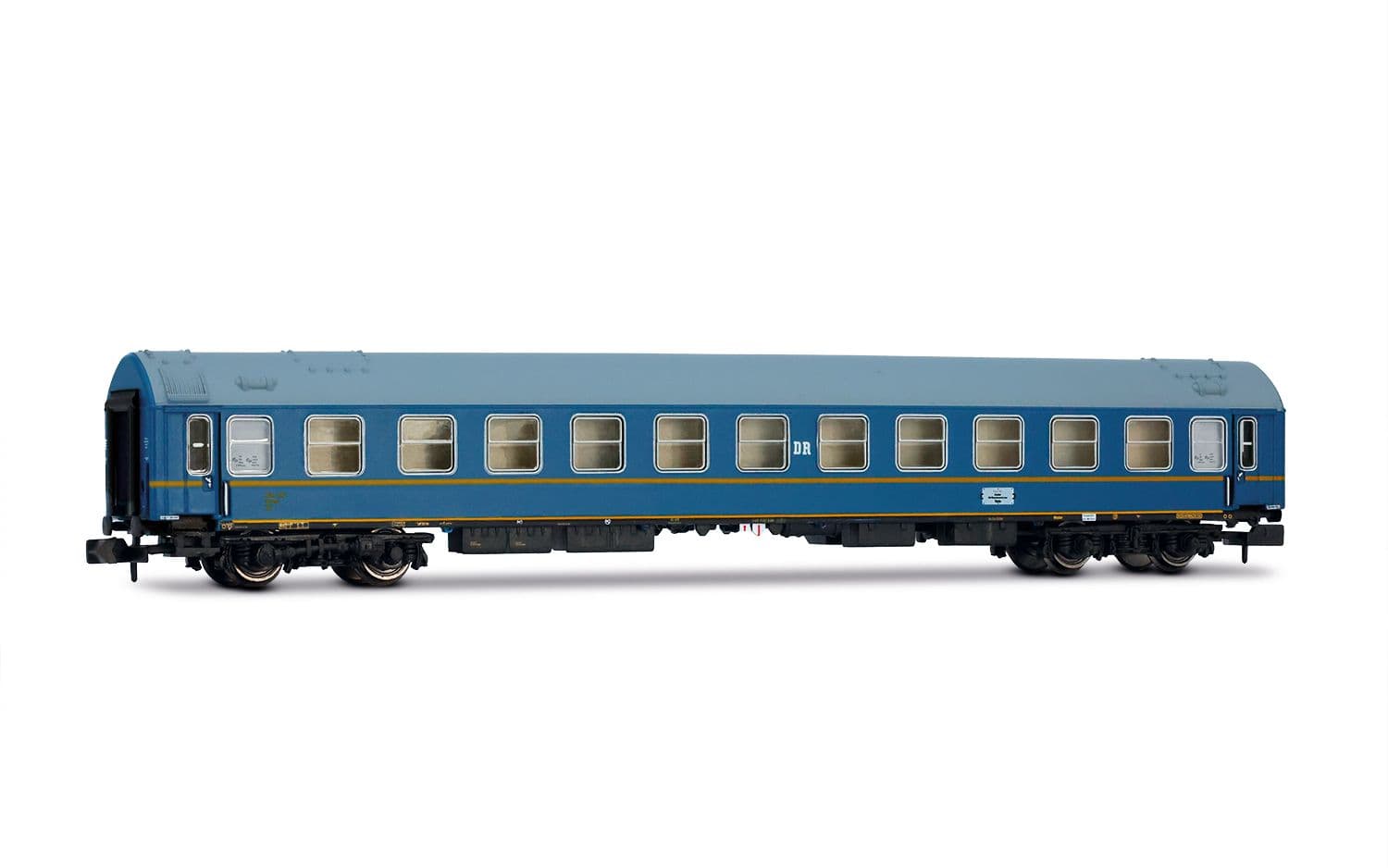 DR, coffret de 4 voitures OSShD Type B « Touristen-Express », livrée bleue, composé de 2 voitures WLAB, 1 voiture WR et 1 voiture-salon, èp. III