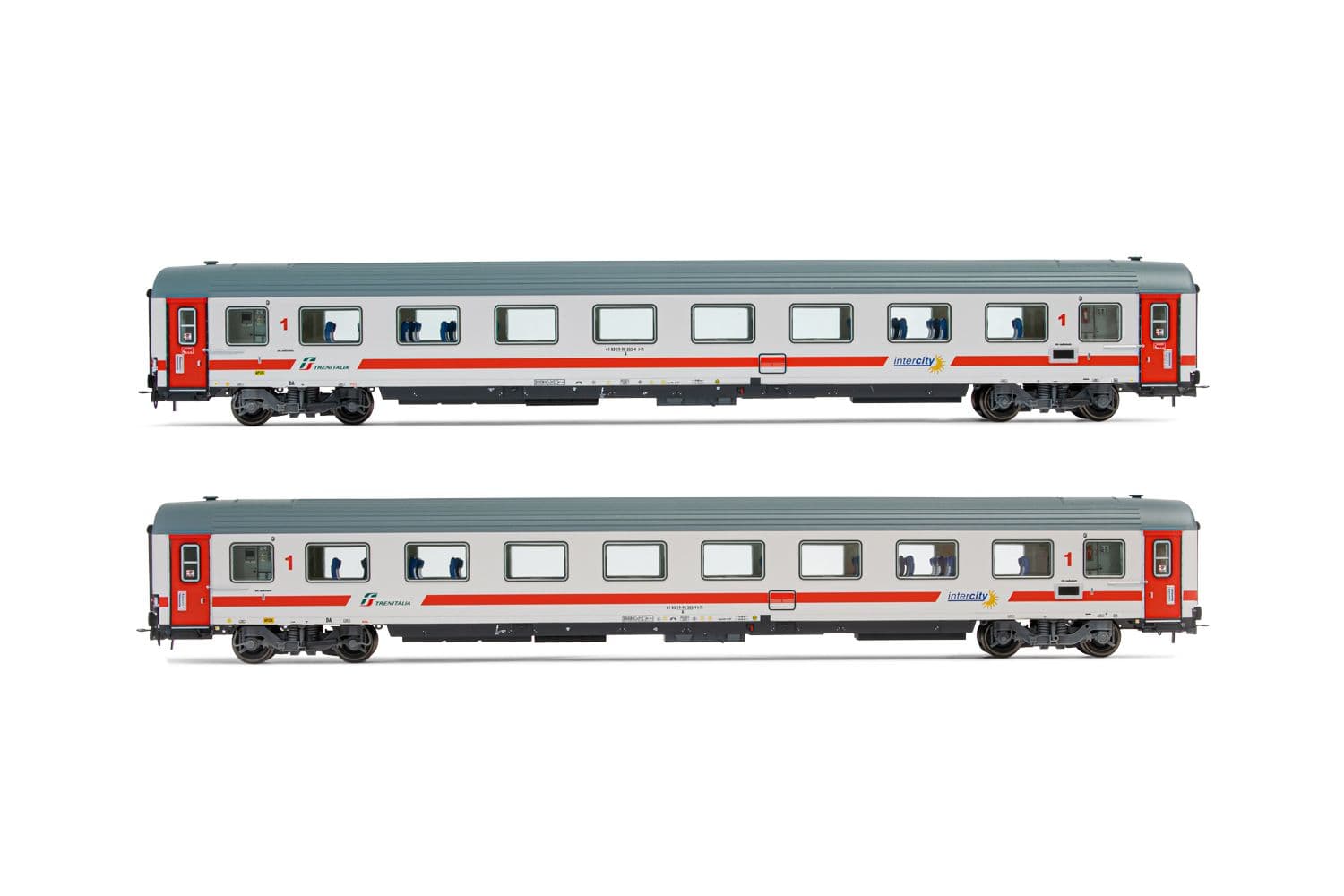 FS, set of 2 coaches Gran Confort '85  "Progetto 901", InterCity Giorno livery, period VI