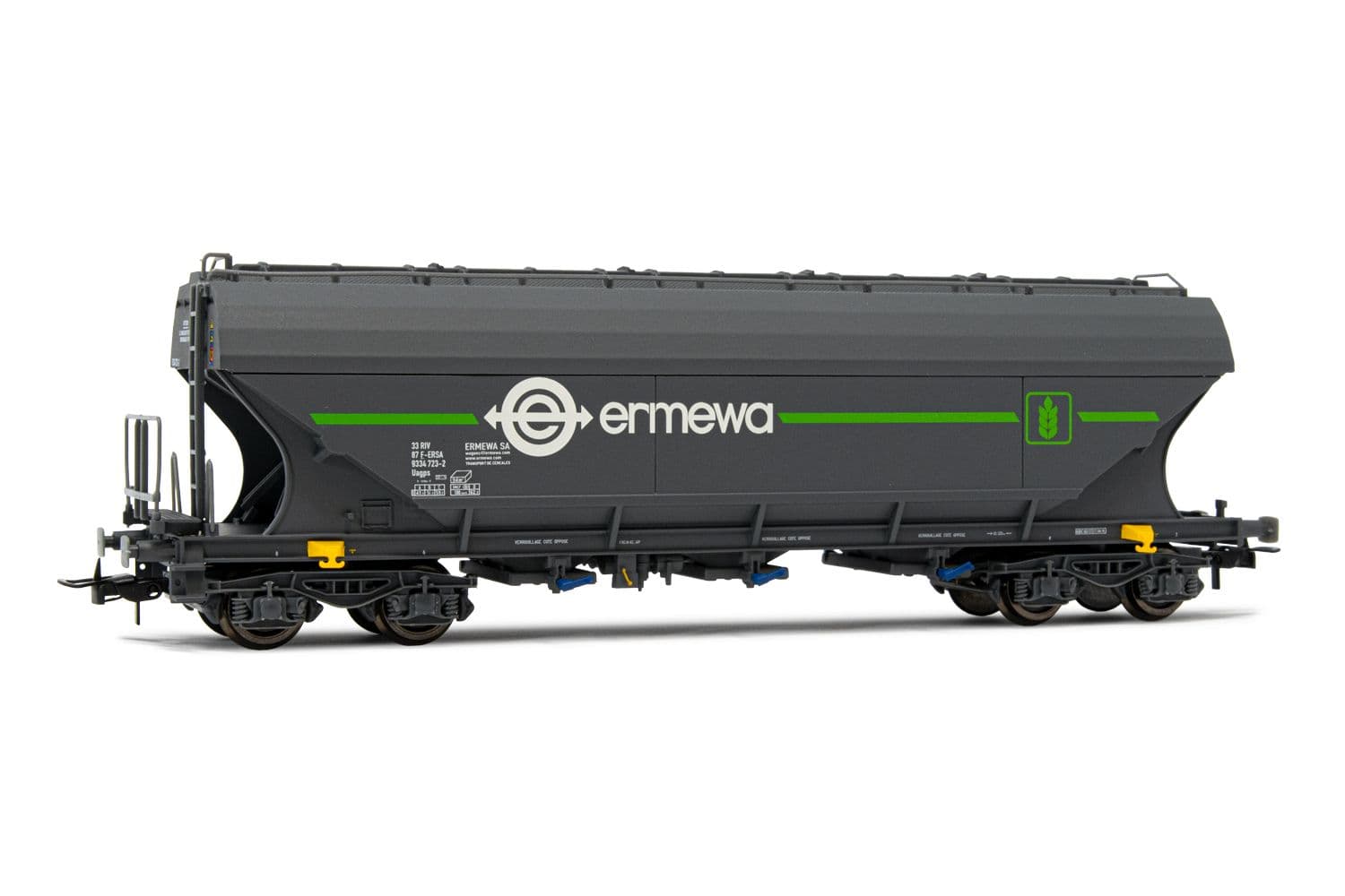 ERMEWA, wagon-trémie à 4 essieux Uagps à parois plates, livrée "Ermewa", ép. VI. Jeux de roues AC appropriés: HC6100 (10,27 x 25,20 mm)