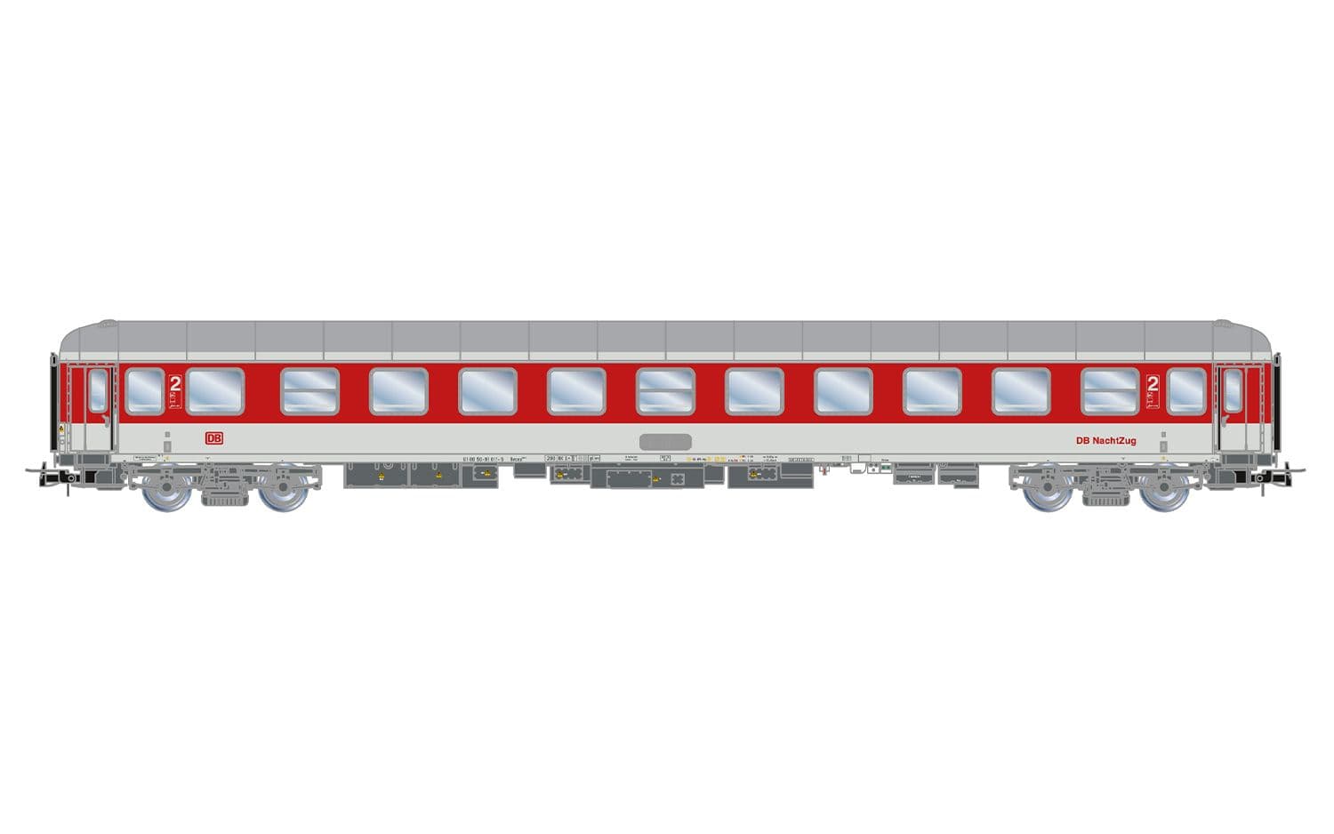 DB Nachtzug, 2-unit set of couchettes Bvcmz248, white/red livery, ep. V