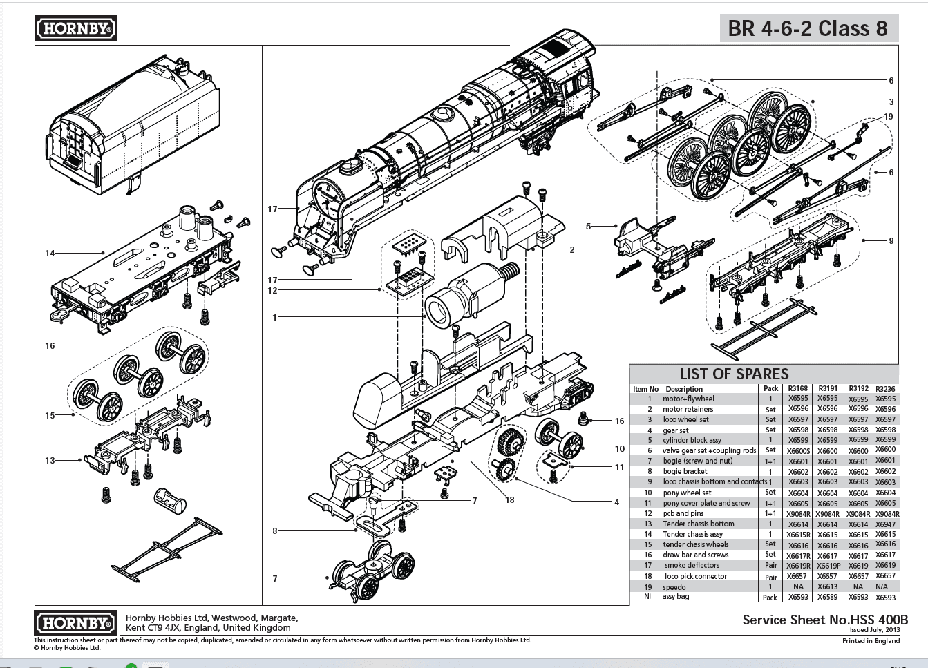 Loco wheel set, Duke of Gloucester Locomotive Wheel Set (R3168)