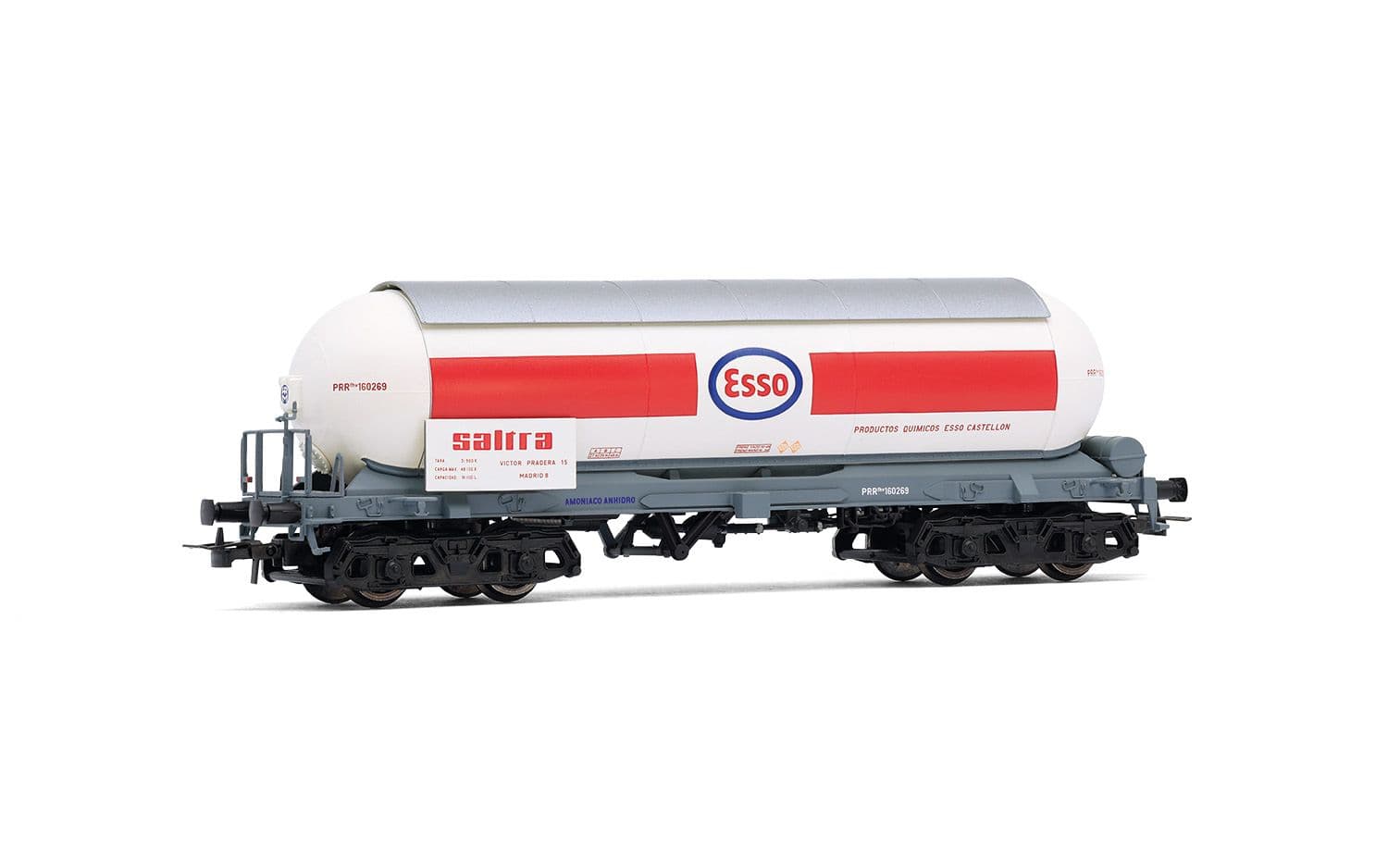 RENFE, 2-unit pack of ammonia tank wagon, "ESSO-Saltra" original livery