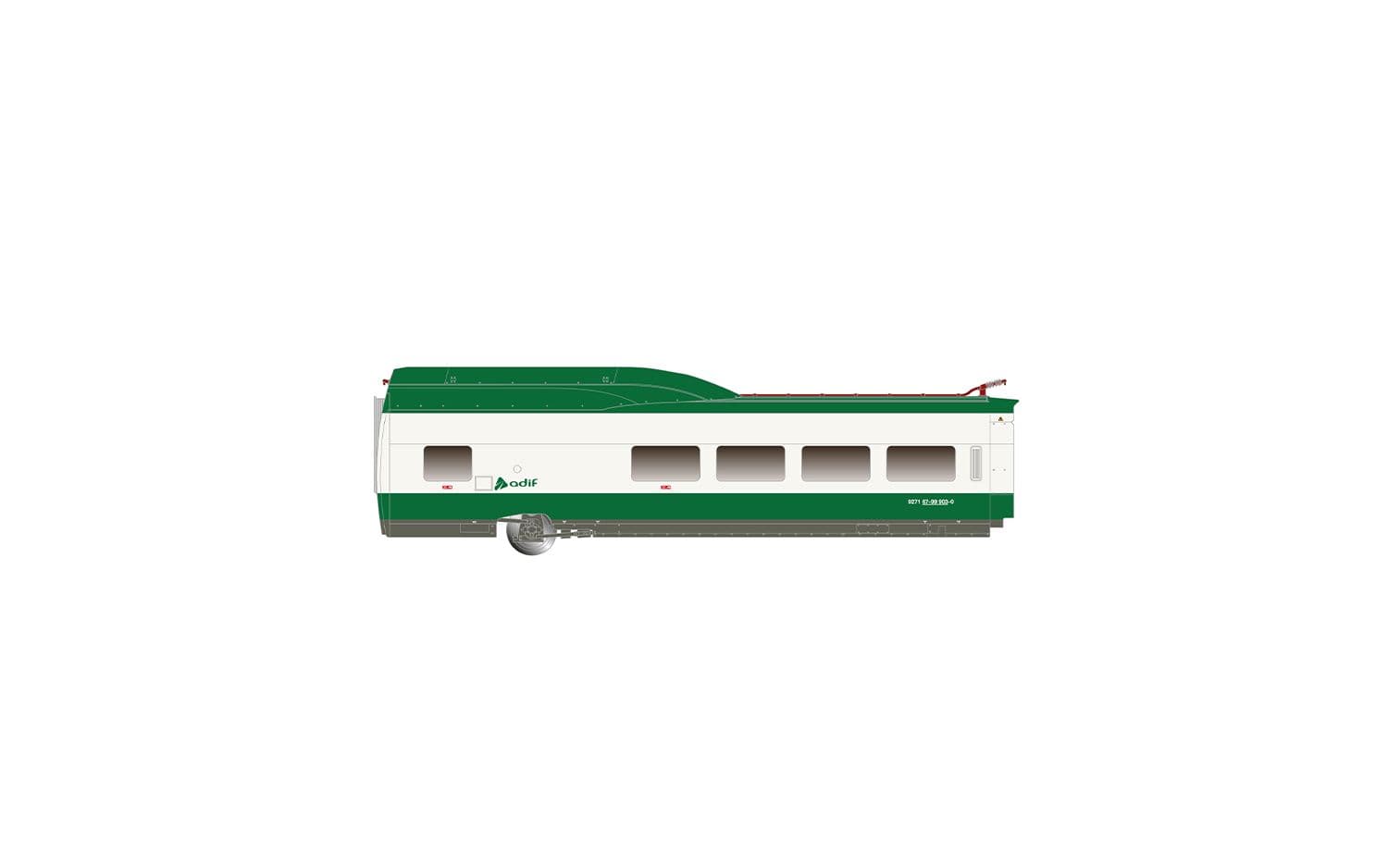 ADIF, tren de auscultación A330 "Séneca", decoración blanco-verde, ép. VI, con decoder de sonido