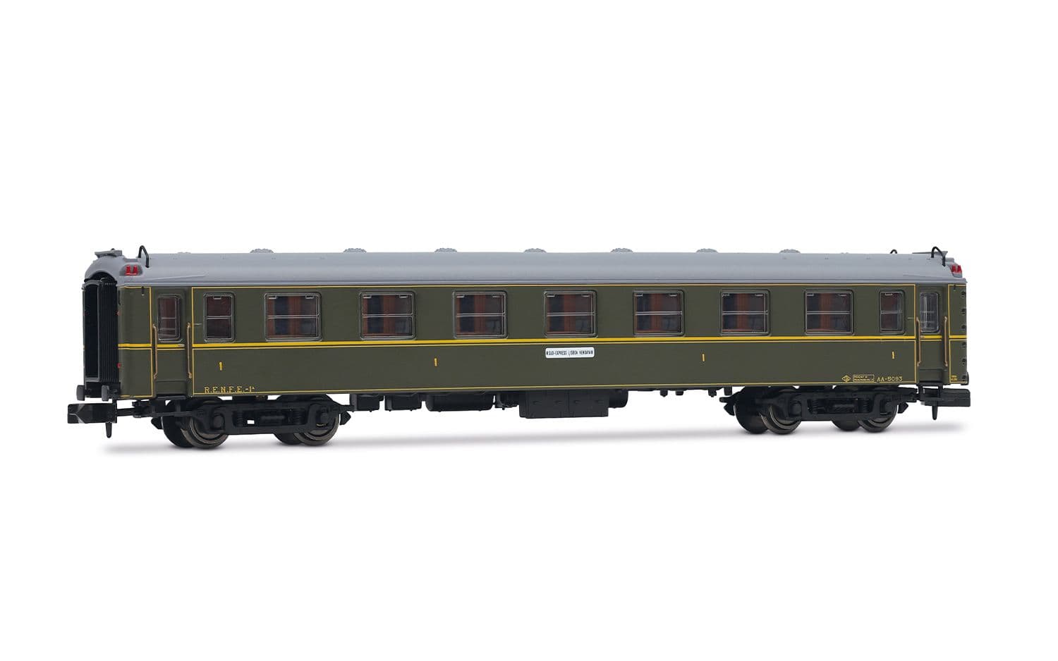 CIWL, 3-tlg. Zugset „Sud-Express", Set 1/2, bestehend aus 1 x DD3 + 1 x AA 5000 in Grün mit Faltenbälgen + 1 x WL, Ep. III-IV