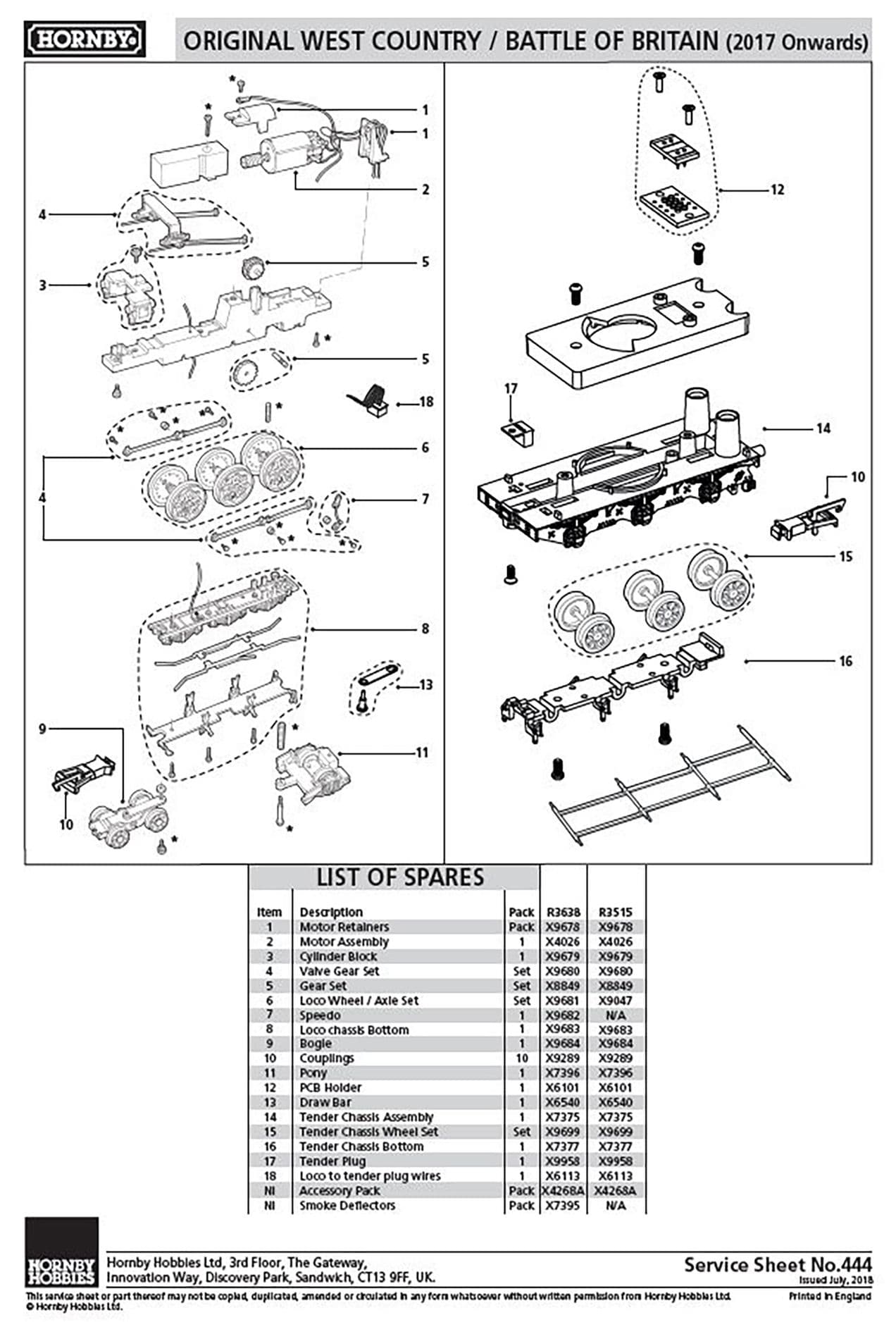 Valve gear &amp; coupling rods, VALVE GEAR SET W COUNTRY R2585