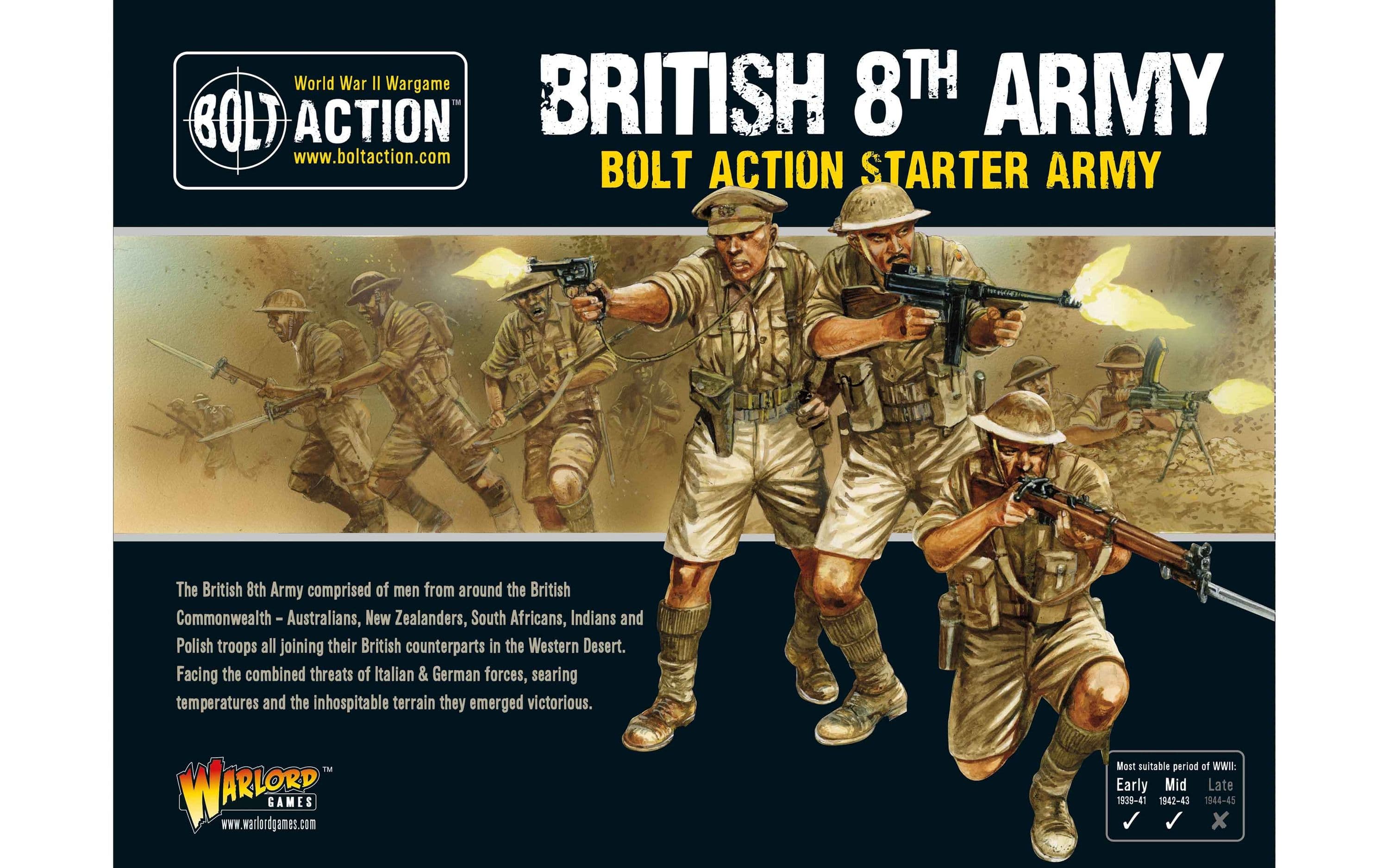 British 8th Army Western Desert Starter Army Pack 1:56 WWII Military Wargaming Plastic Model Kits