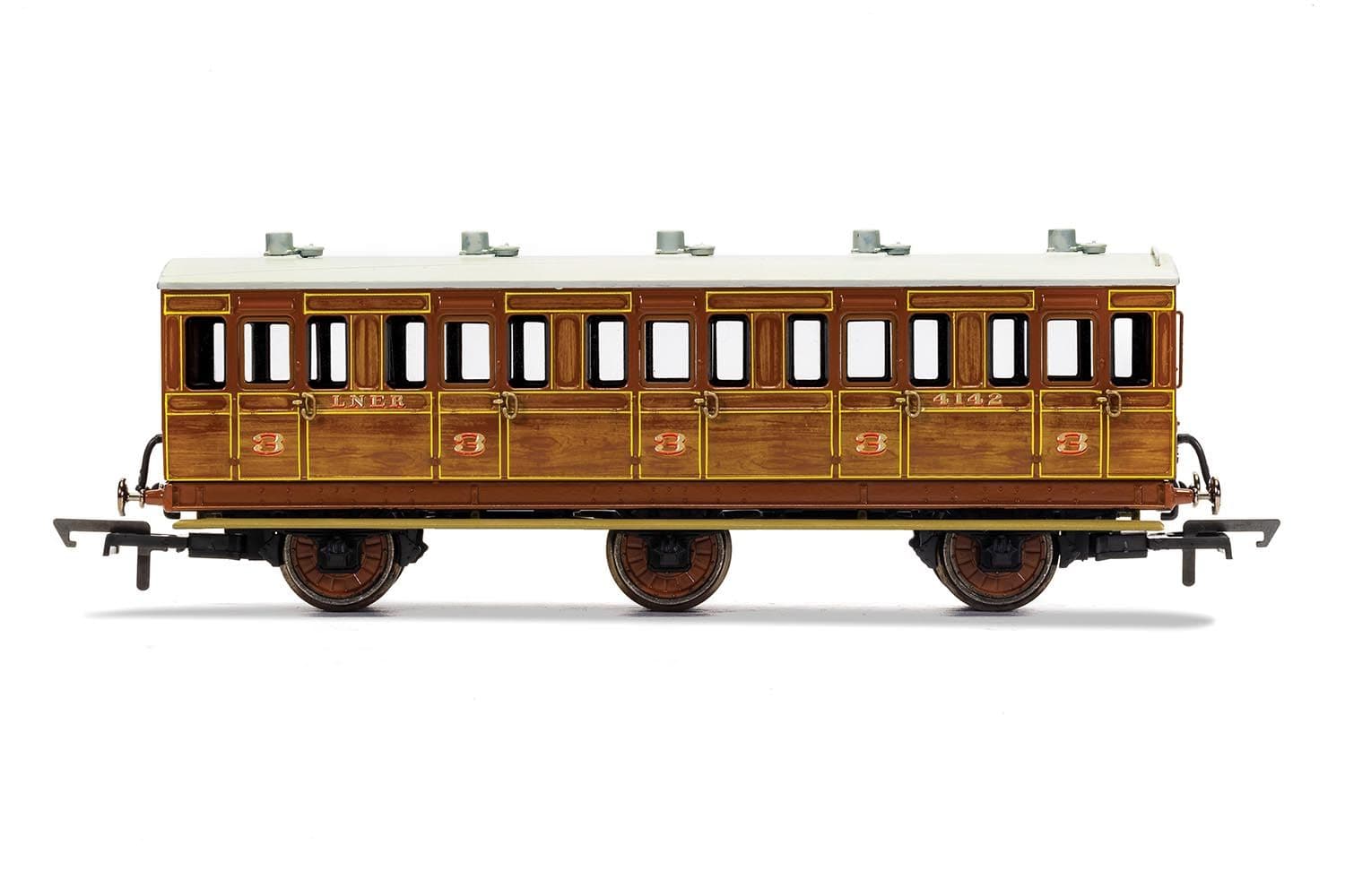 LNER, 6 Wheel Coach, 3rd Class, Fitted Lights, 4142 - Era 3