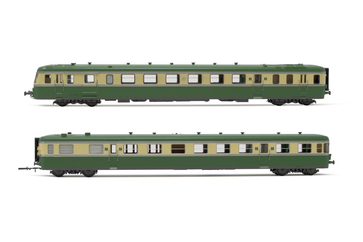 SNCF, autorail à 2 voitures RGP II X 2717 avec remorque XR 7710, livrée vert/beige avec logo d'origine, ép. III