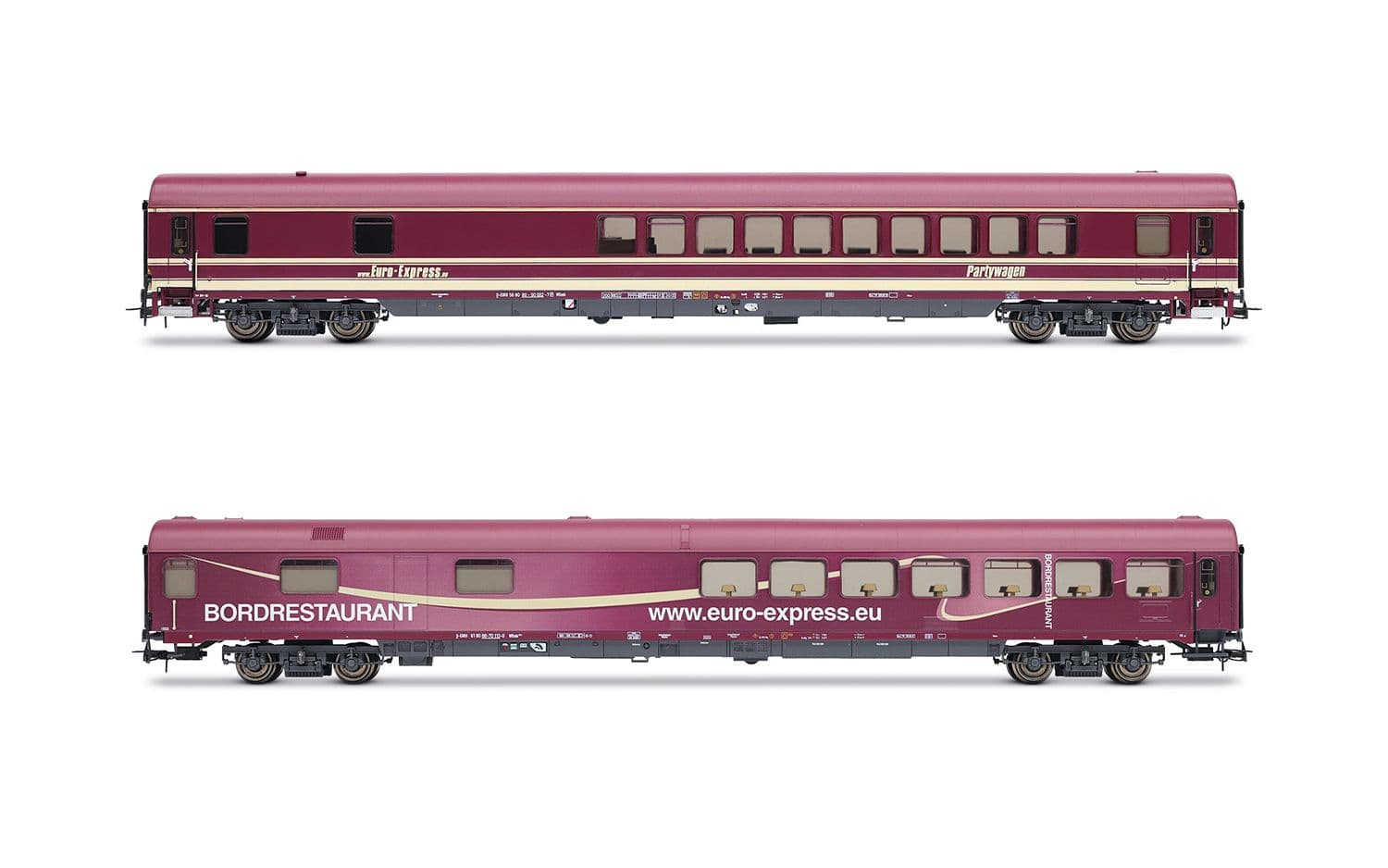 Euro-Express, set di 2 carrozze, composto da 1 carrozza "Partywagen" WGmh804/854 e 1 carrozza ristorante WRmh132, ep. VI