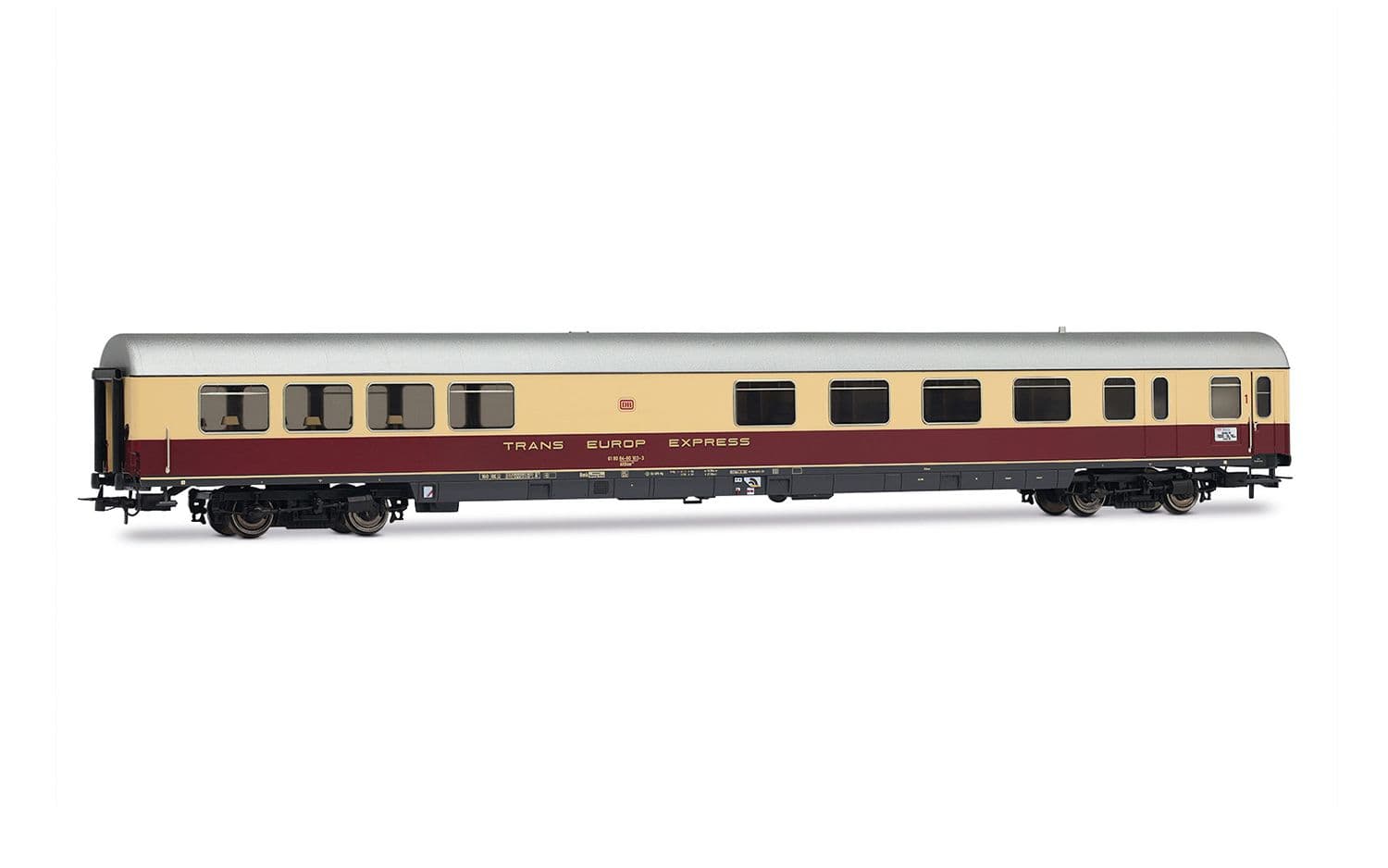 DB, 3-tlg. Set Reisezugwagen „TEE Bavaria" in rot/beiger Lackierung, bestehend aus 1 x Apmz, 1 x Avmz, 1 x ARDm, Ep. IV
