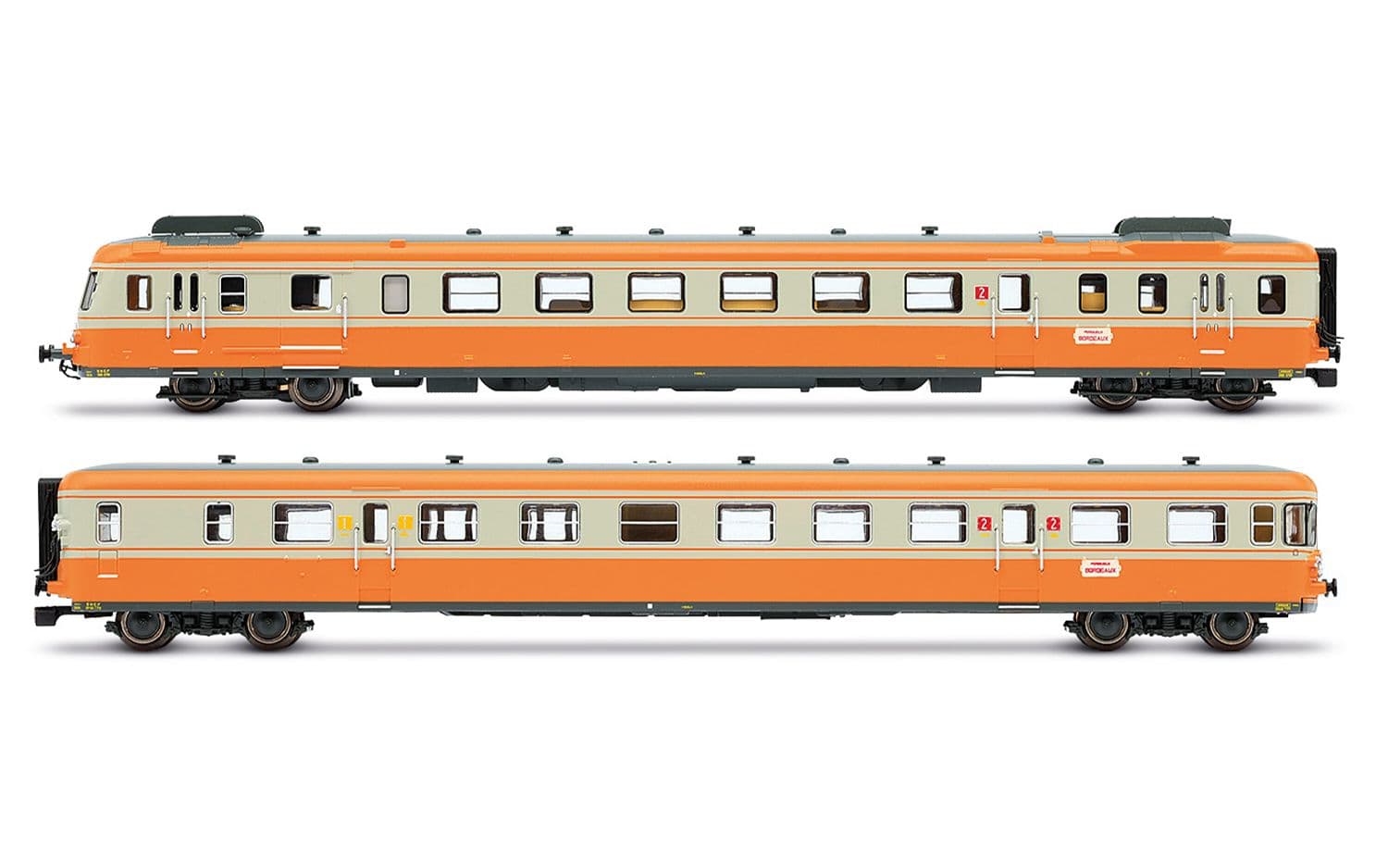 SNCF, diesel railcar RGP II, with motor unit + trailer in re-built version, orange/concrete grey livery, ep. IV, with sound decoder