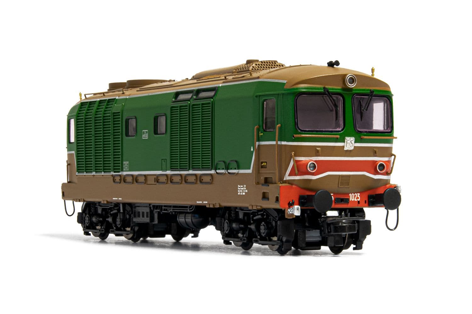 FS, diesel locomotive D.445, 1st series, original green/isabella livery, period IV-V
