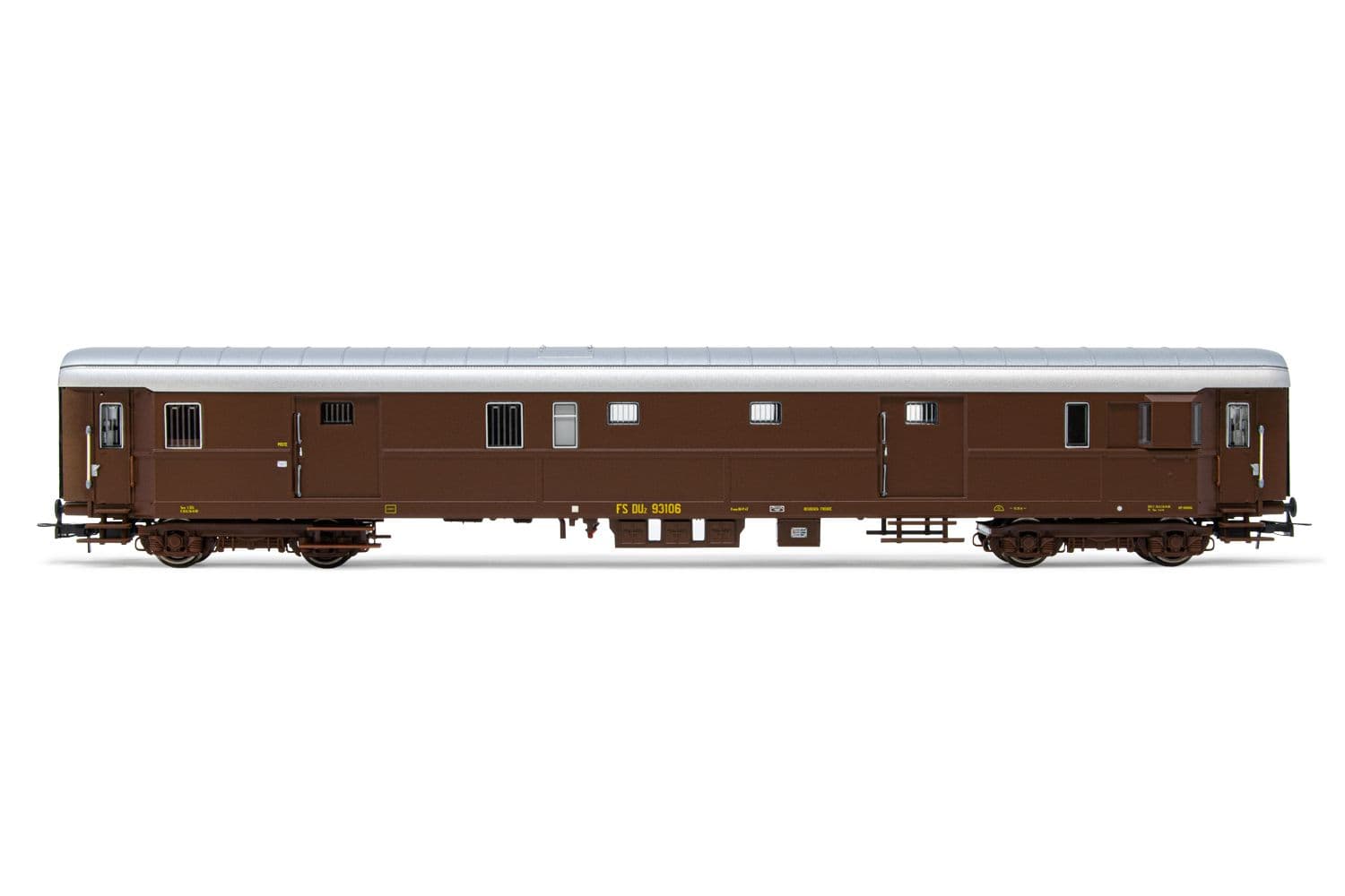 FS, luggage/mail van type ‘49 DUz 93.100, castano livery, bogies type 27, period III