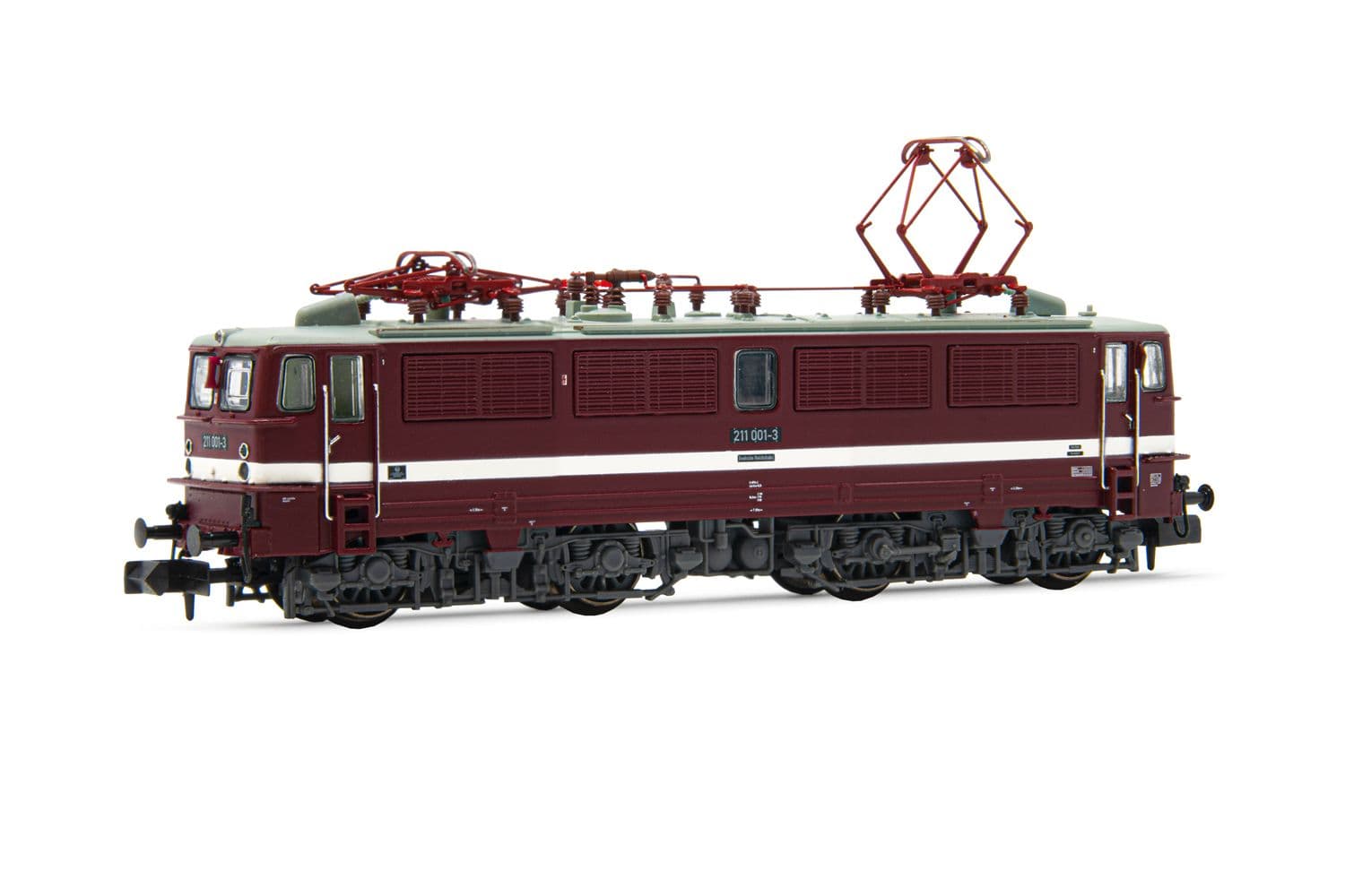 DR, electric locomotive class 211, red livery with thick white decor line, period IV, with DCC-Decoder