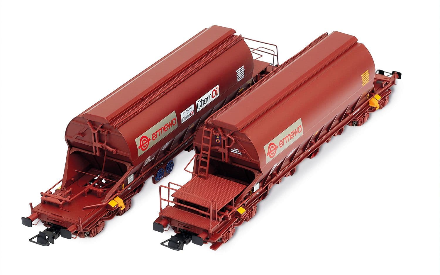 F-ERSA, 2-unit set of 4-axle hopper wagons Taoos, brown livery, "Ermewa/Chemoil", ep. VI