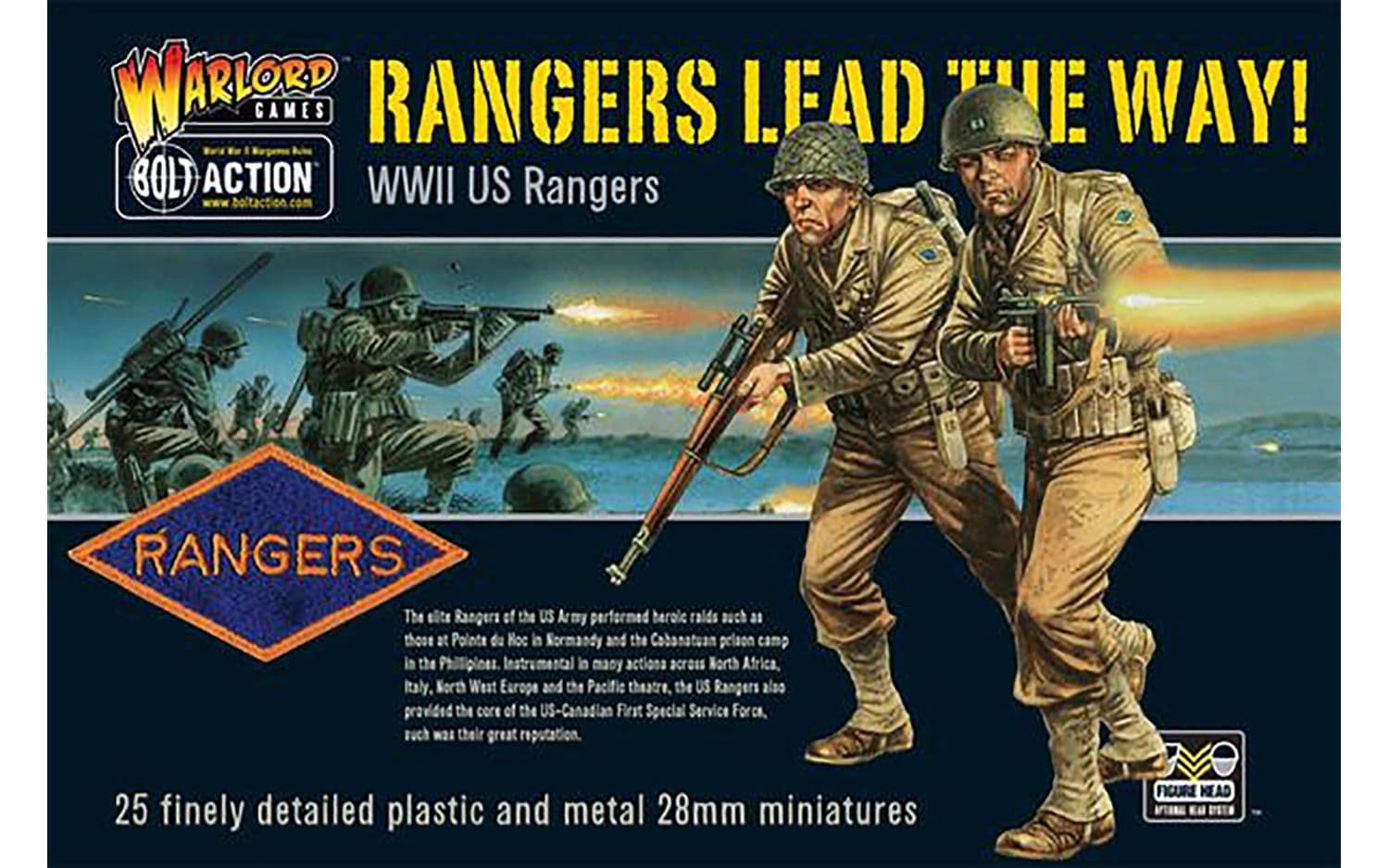 Rangers Lead the Way! US Rangers 1:56 WWII Military Wargaming Figures Plastic Model Kit