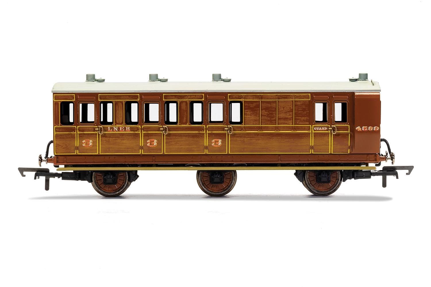 LNER, 6 Wheel Coach, Brake 3rd Class, Fitted Lights, 4589 - Era 3