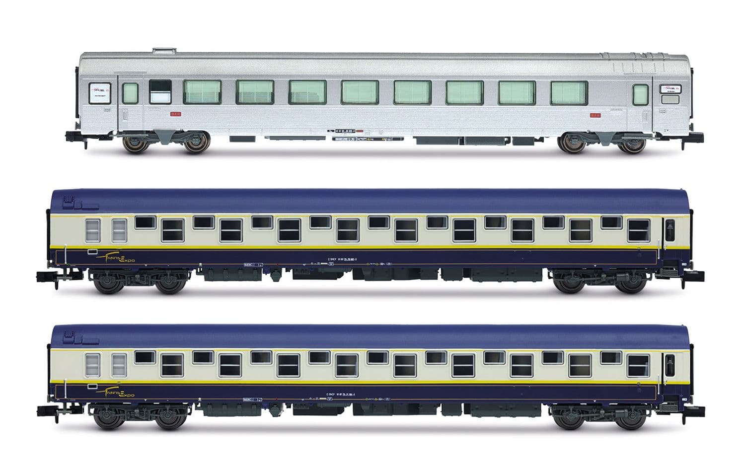 SNCF, dreiteiliges Set „Train Expo“, Set Nr. 3, 2 x T2-Schlafwagen + Barwagen, Ep. VI