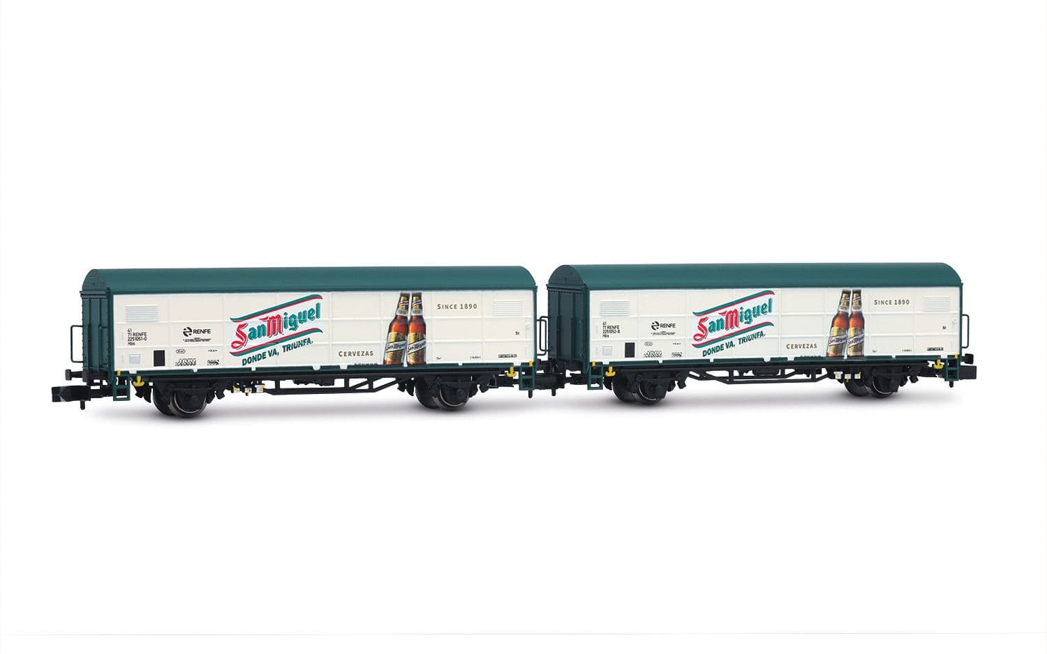 RENFE, 2-tlg. Set JPD-Wagen „San Miguel" , beige/grün, Ep. V