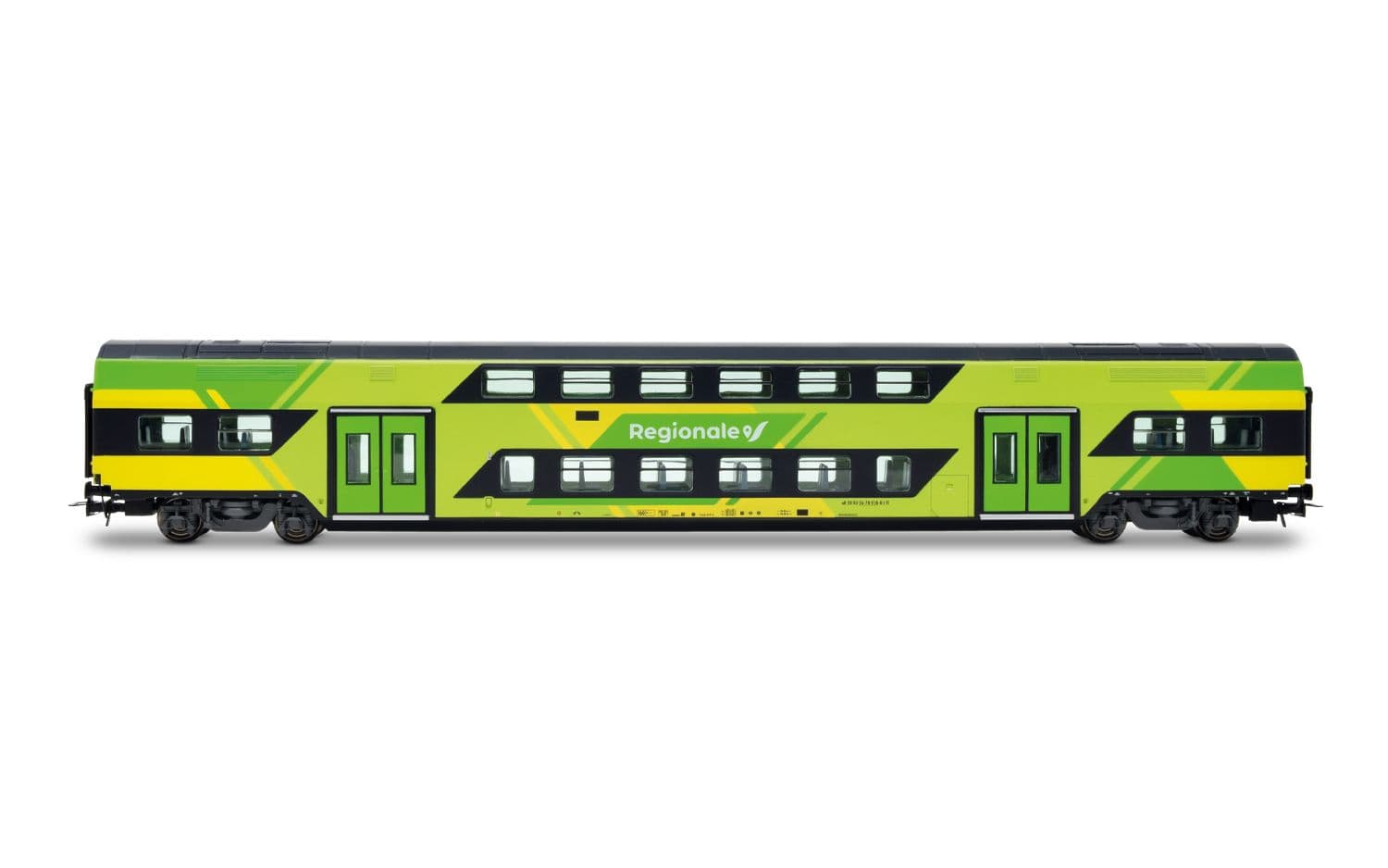 FS Trenitalia, 3-tlg. Set Vivalto-Doppelstockwagen (einer mit Führerstand) neue „Regionale”-Farbgebung