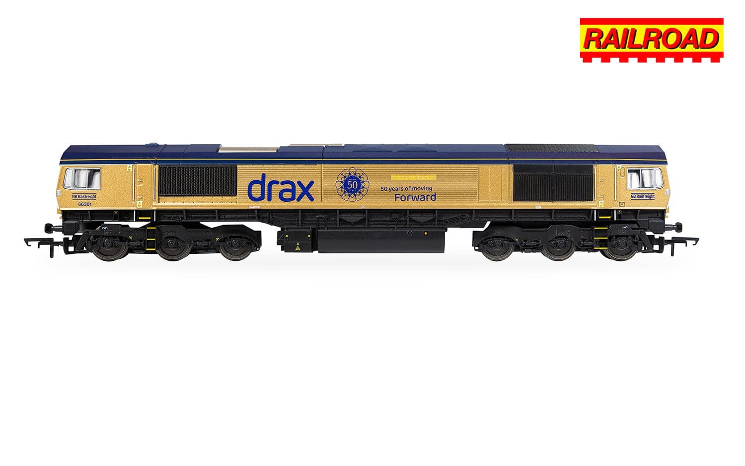 RailRoad: GB Railfreight - Class 66 - 66301 ‘Drax Power Station 50’ - Gold Livery (Drax 50th Anniversary)