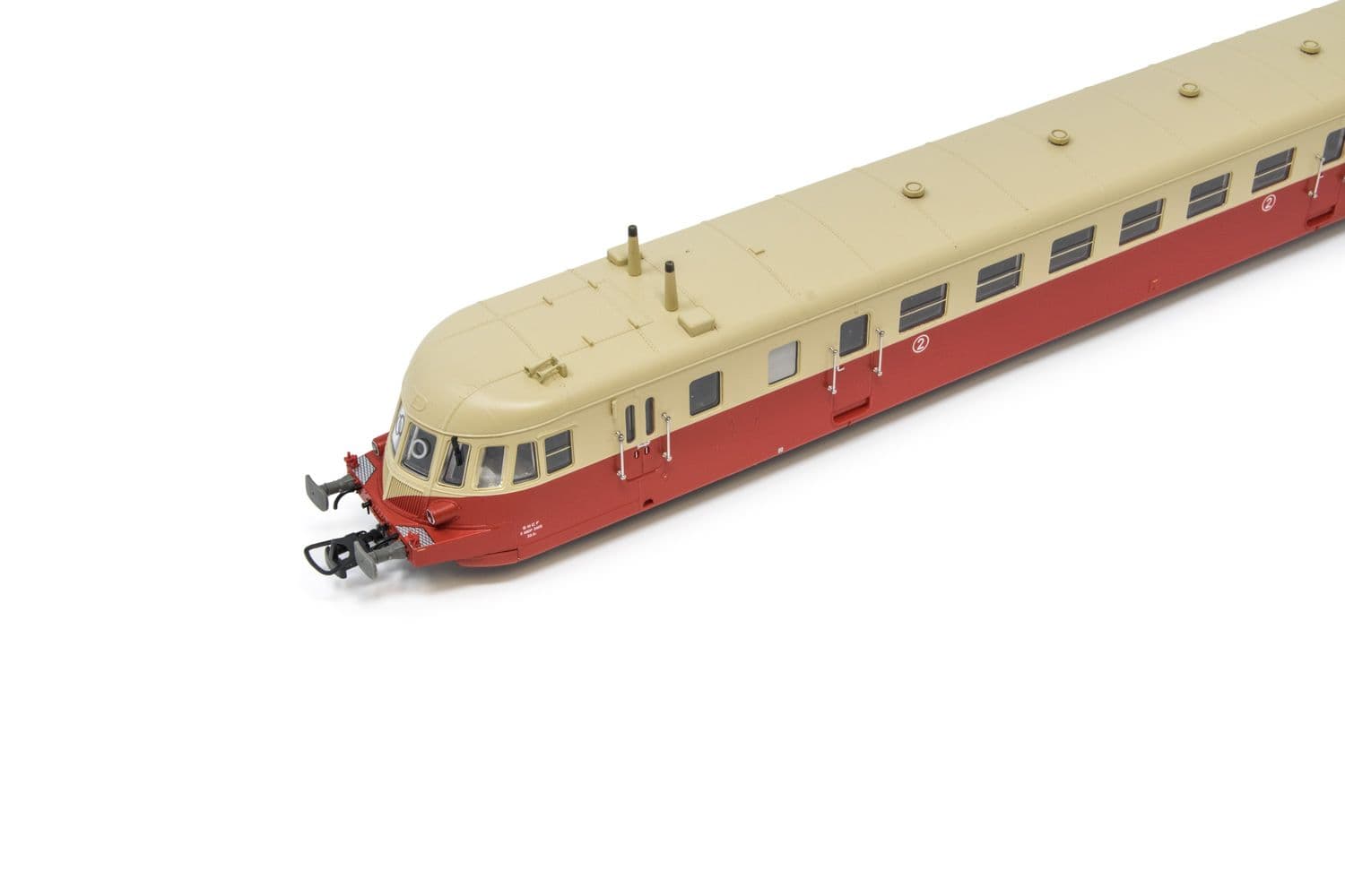 SNCF, autorail diesel ABJ 2, livreé rouge/beige avec toit beige, ép. III