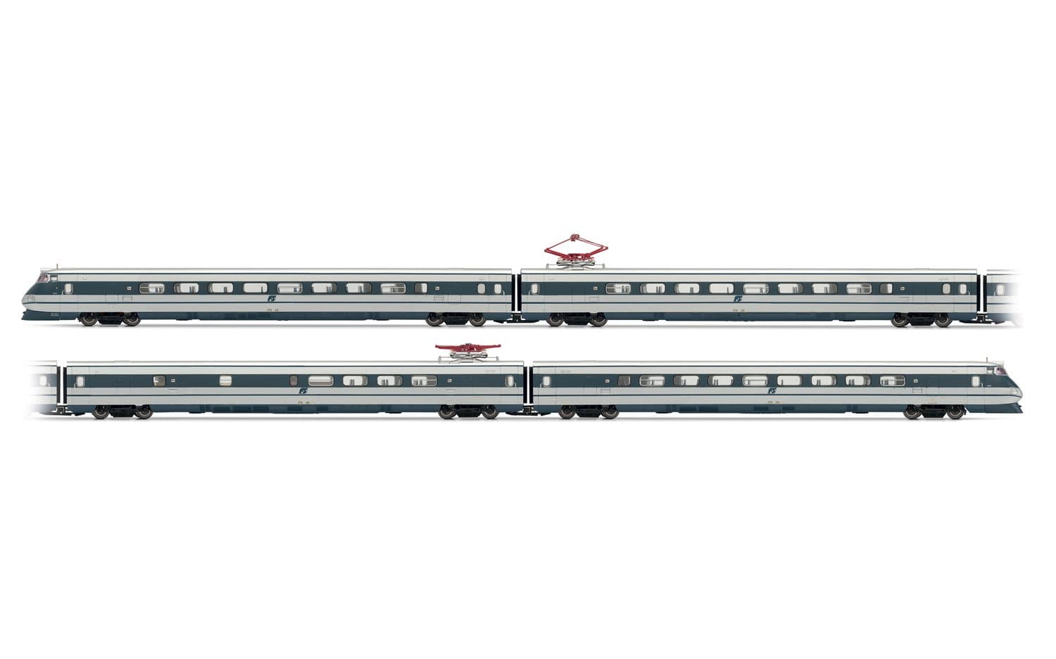 Rivarossi (H0 1:87) FS, set of 4 units ETR 401 Pendolino in silver/blue livery, squared logo