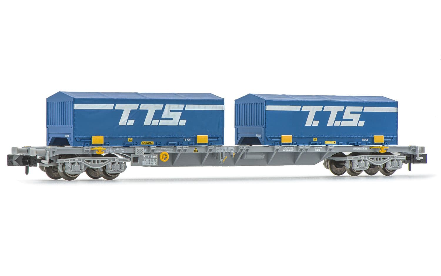 SNCF, 4-axle 60' container wagon Novatrans Sgss, grey, with 2 x 22' container "T.T.S.", ep. V