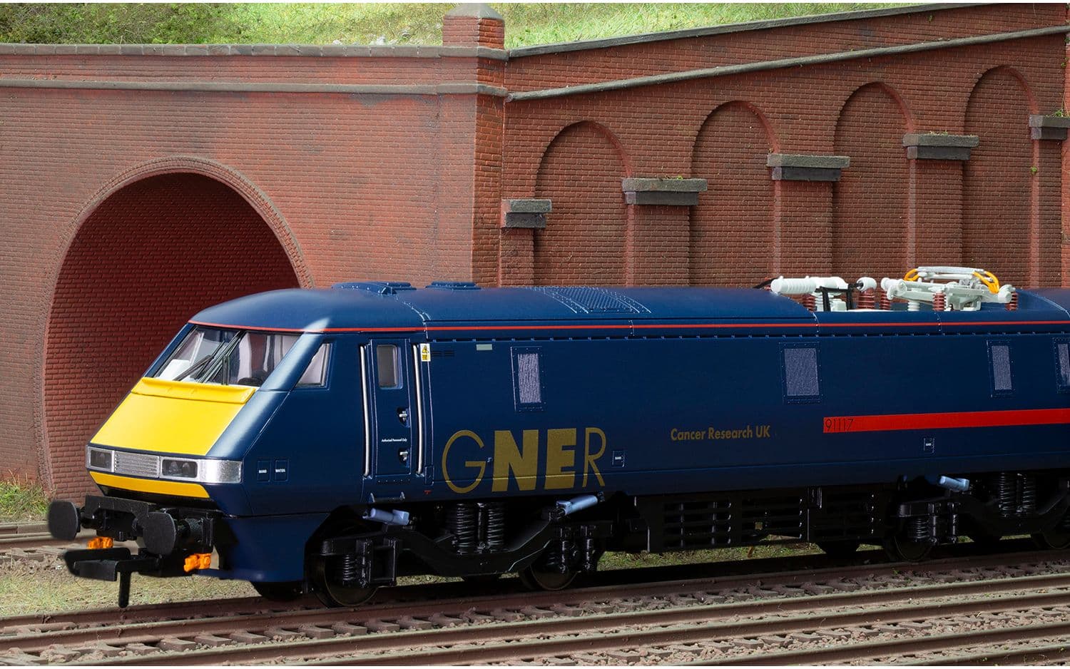 GNER, Class 91, Bo-Bo, 91117 'Cancer Research UK' - Era 10