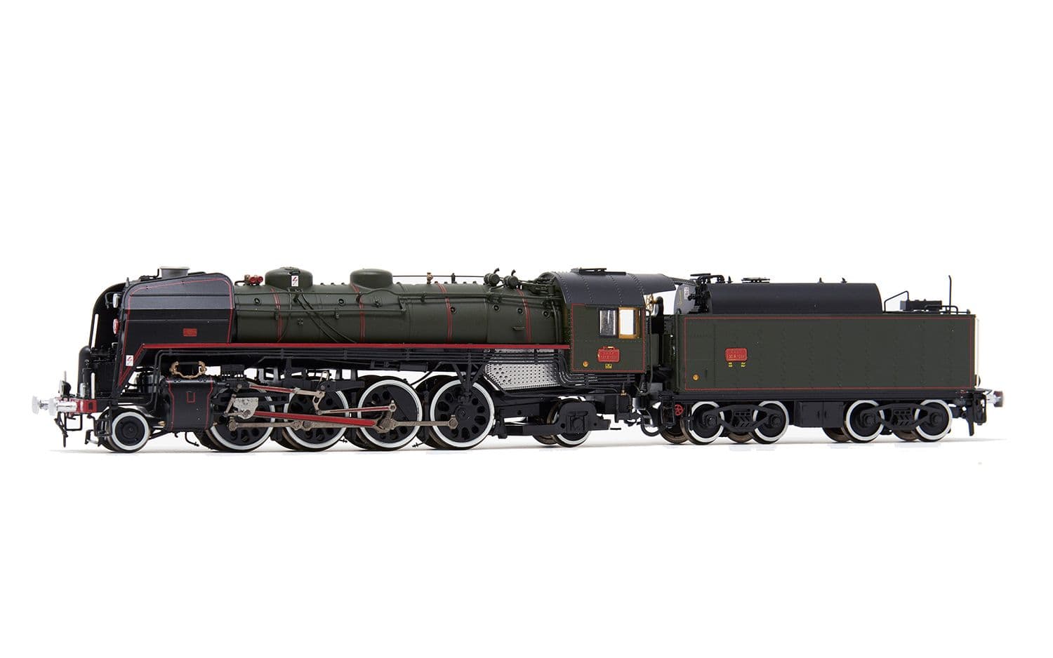 Locomotive à vapeur 141 R 1244, tender fuel grande capacité, livrée verte/noire avec roues blanches, ép. V, avec décodeur sonore