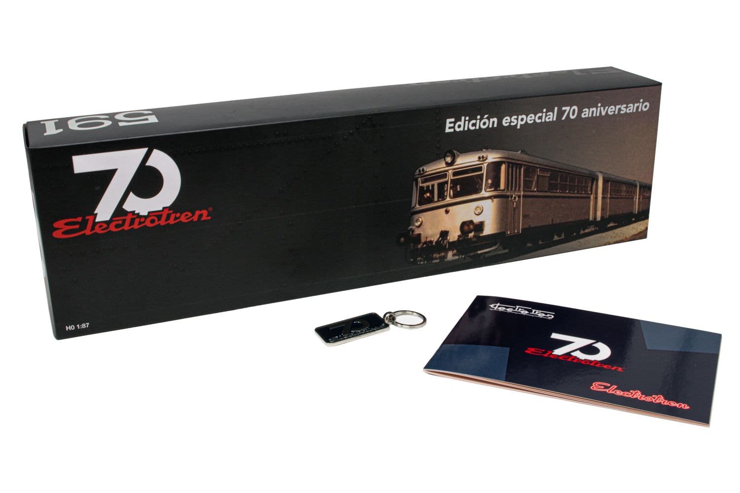 RENFE, set de 3 unidades, automotor diésel ”Ferrobus”, serie 591.300, con matrícula UIC, ep. IV, con decoder DCC - 70° Aniversario Electrotren