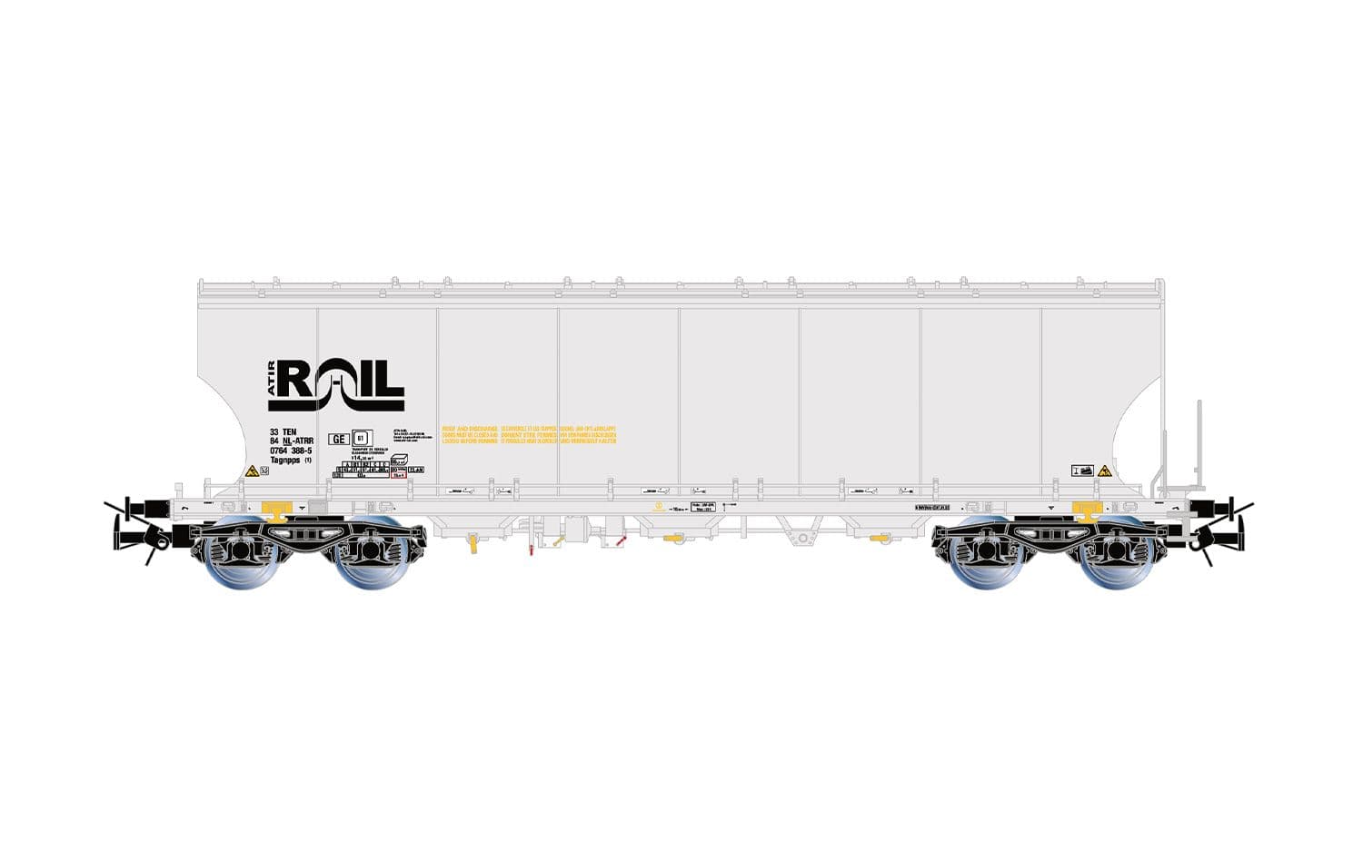 ATIR-RAIL, 2-unit set of 4-axle round-sided silo wagons, grey livery, ep. VI