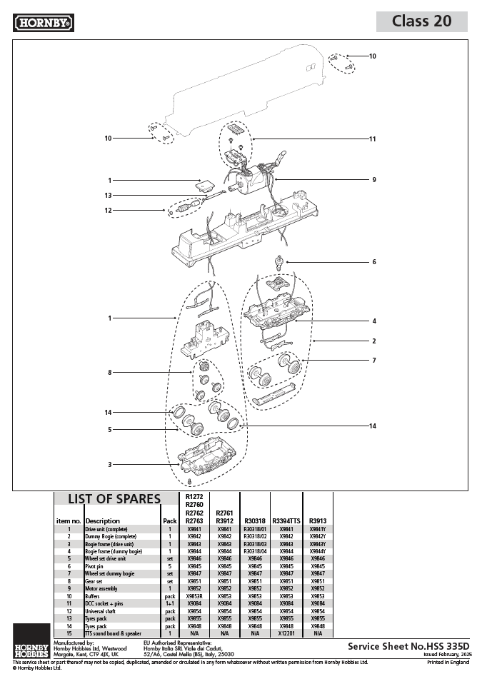Traction tyres pack, Tyres for Class 20 10 pack