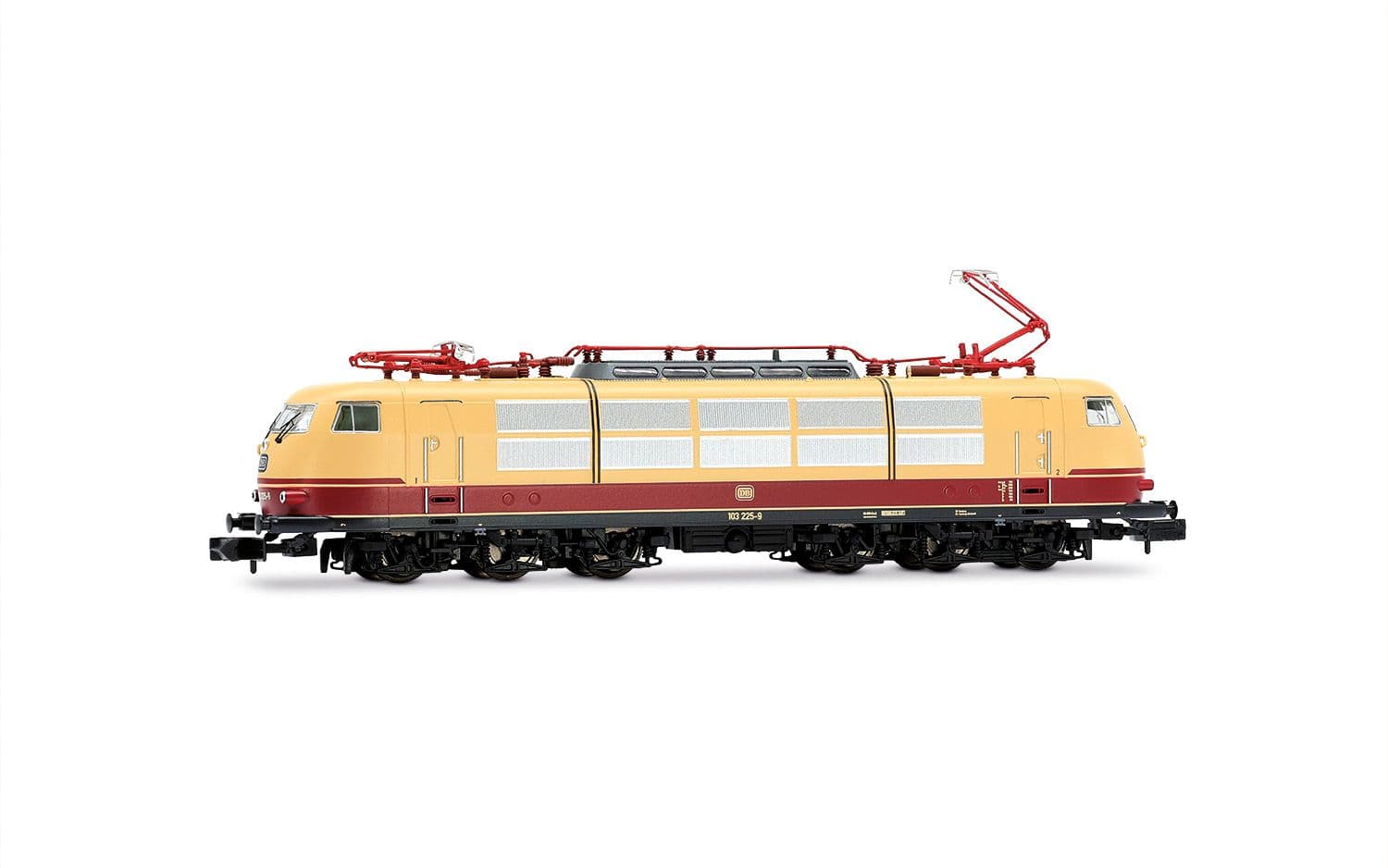 DB, Elektrolokomotive Baureihe 103, langer Lokkasten, schwarzes Fahrgestell