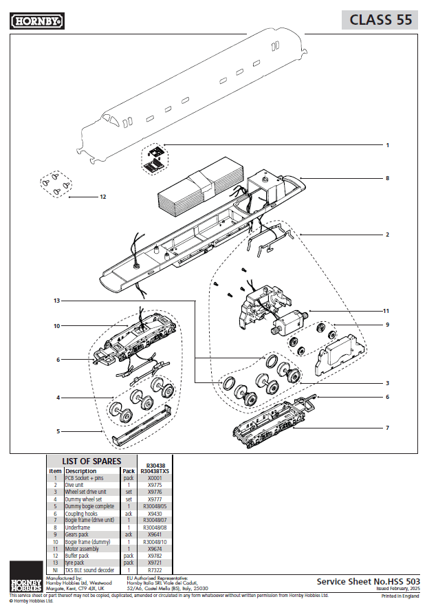 RailRoad: Class 55 (Deltic) - BR - 55002 'The Kings own Yorkshire Light Infantry' (DCC Sound Fitted)