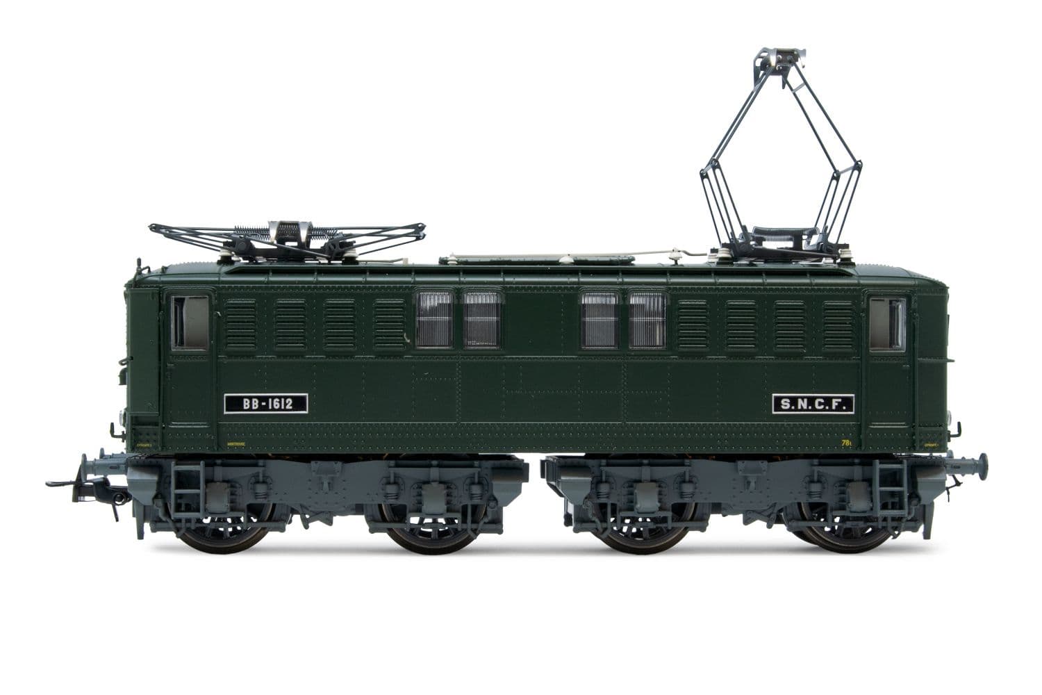 SNCF, locomotive électrique type BB 1612, livrée vert, ép. III