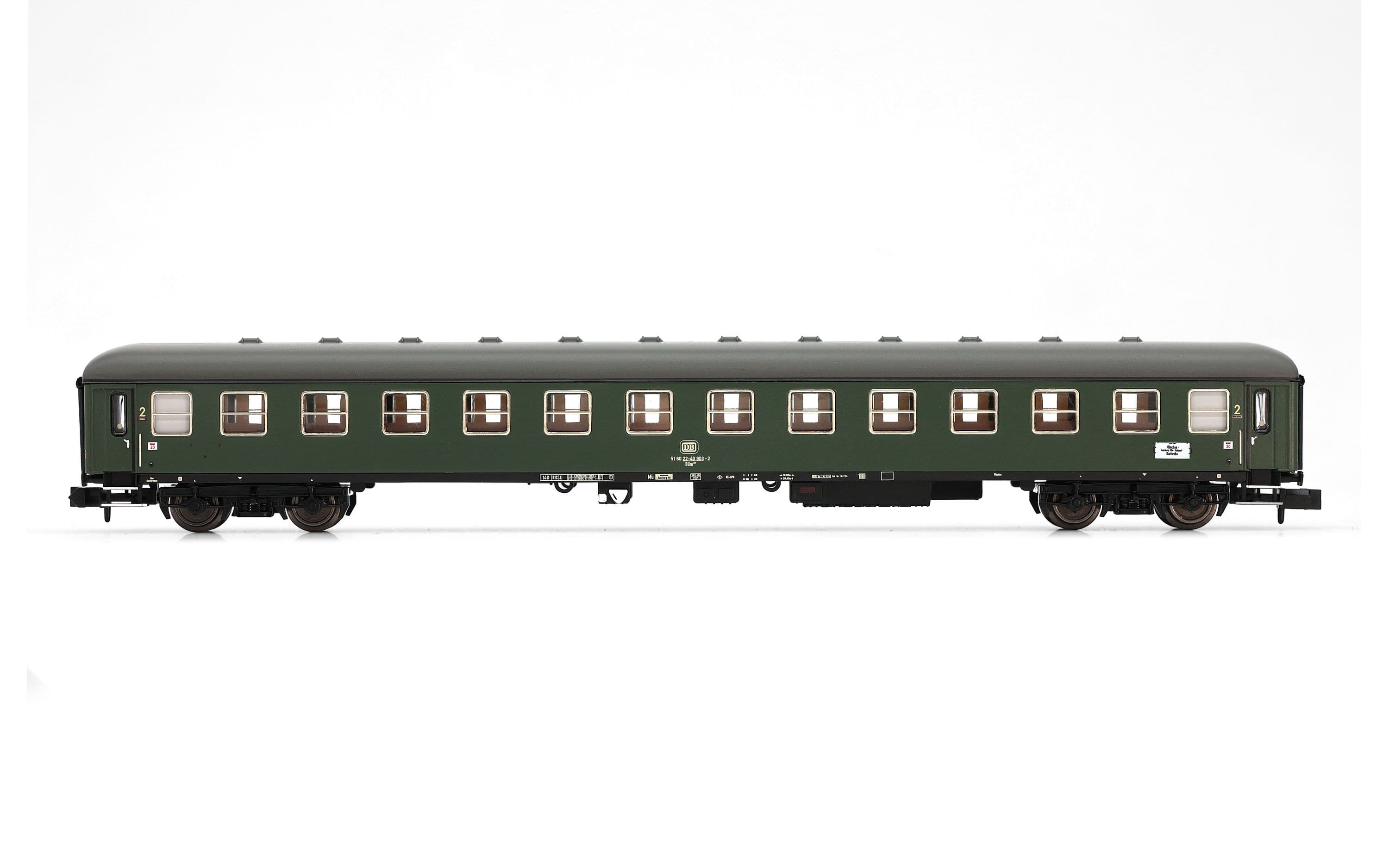 DB, 4-unit pack coaches, 1 x Am, 2 x Bm, 1 x ARm217, blue resp. green livery, period IV