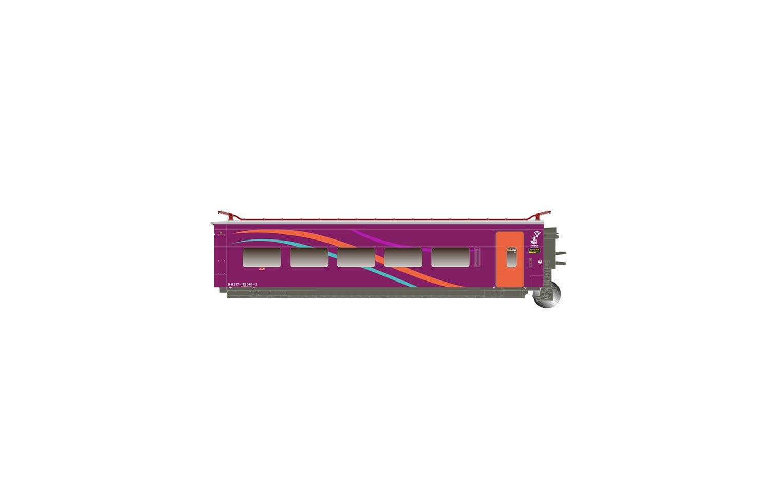 RENFE, set complementario de 3 coches del tren de alta velocidad "AVLO", no. 1/3, decoración violeta, ép. VI