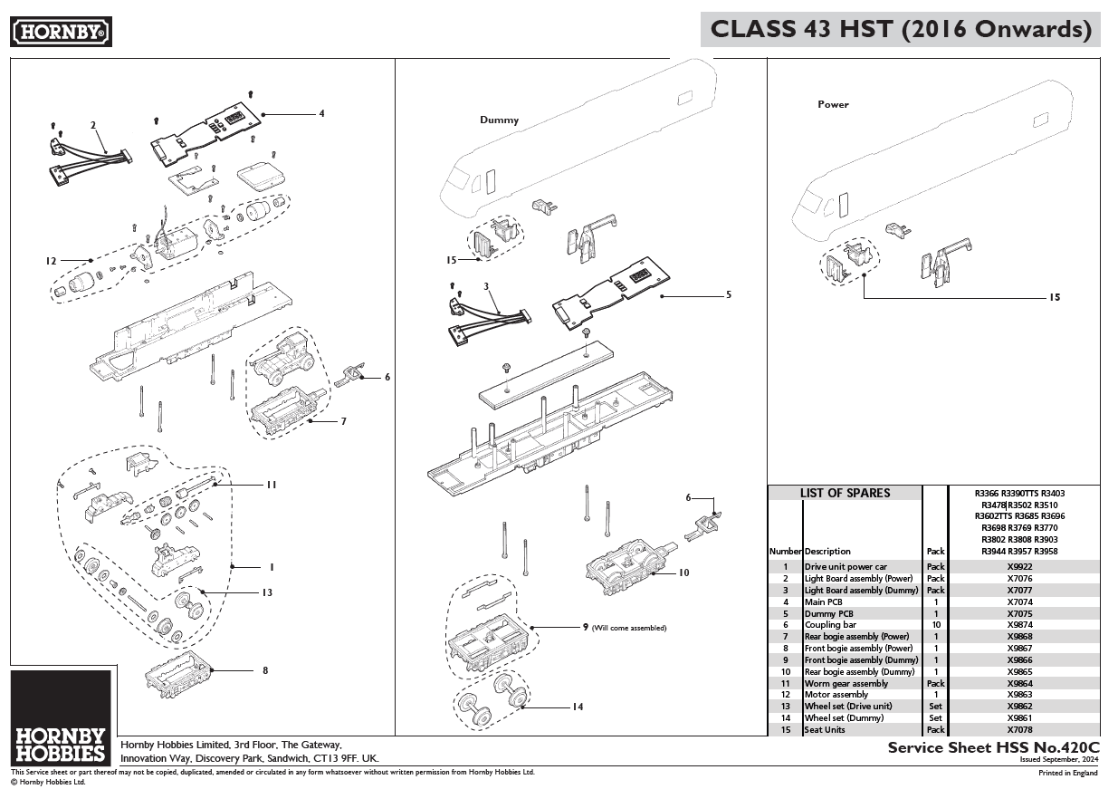 bogie frame, Class 43 Dummy Car Bogie Assembly