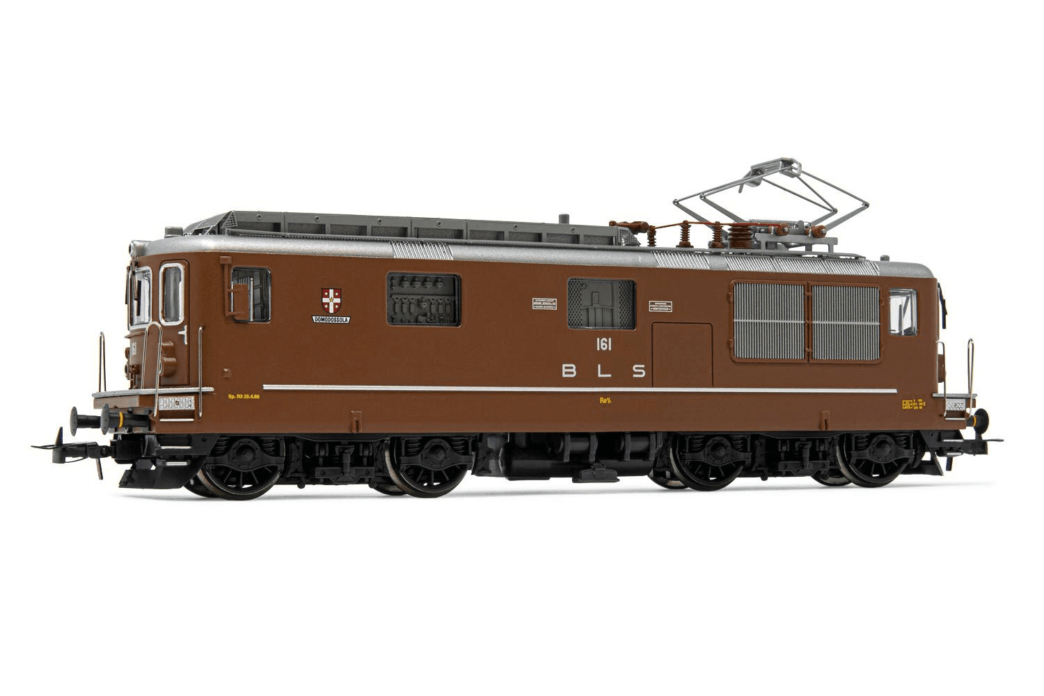 Rivarossi (H0 1:87), BLS, electric locomotive class Re 4/4, BLS 161 "Domodossola", brown livery, period IV-V, with DCC-Sounddecoder