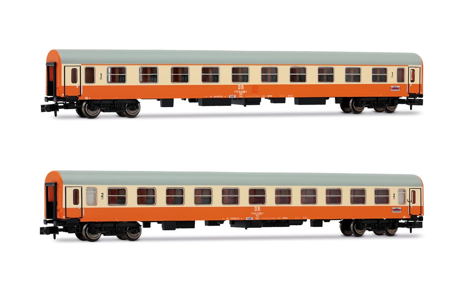 DR, coffret de 2 voitures "Städte-Express", livrée orange/beige, composé de 1 x voiture Ame et 1 x voiture Bme, ép. IV