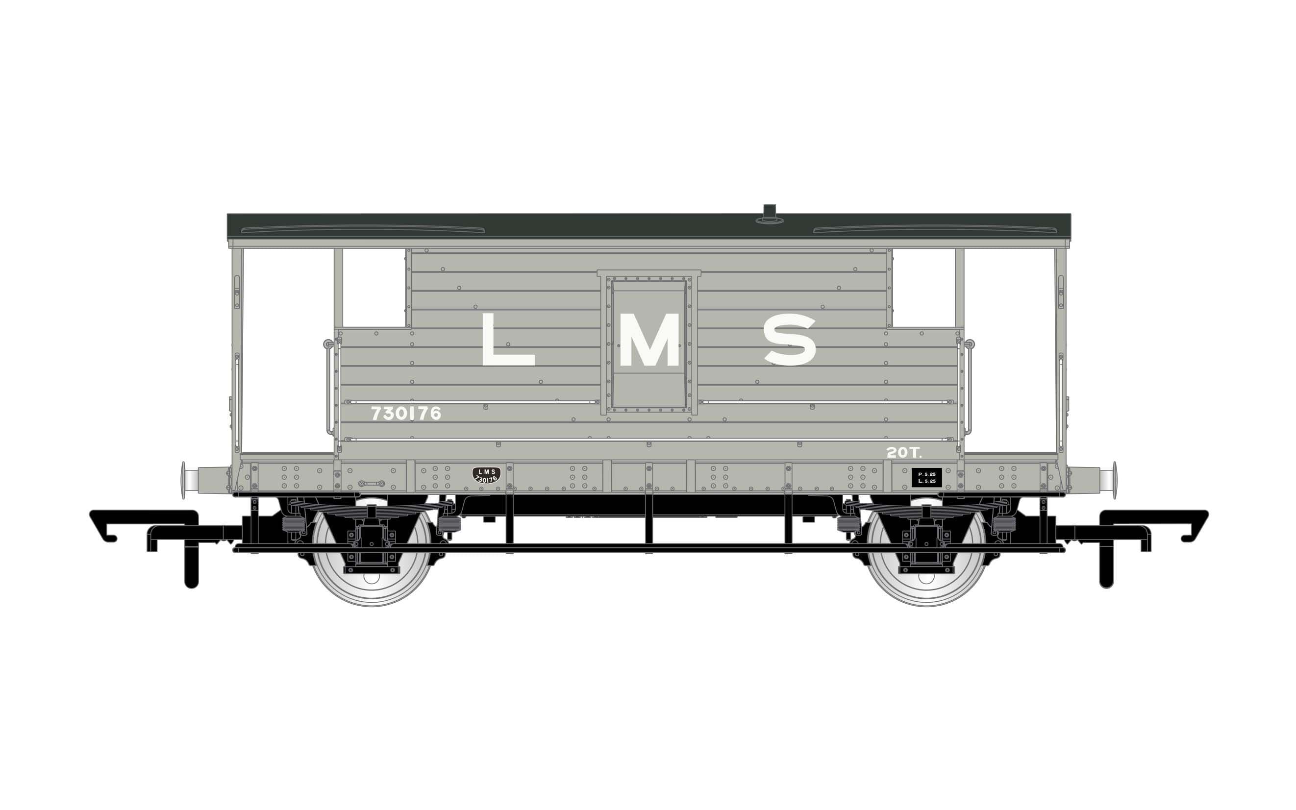 LMS, D1919 20T Brake Van, 730176 - Era 3
