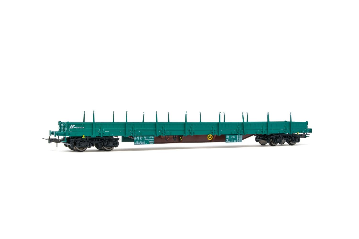 FS, 4-axle flat wagon Res, green livery, with handbrake, period V-VI