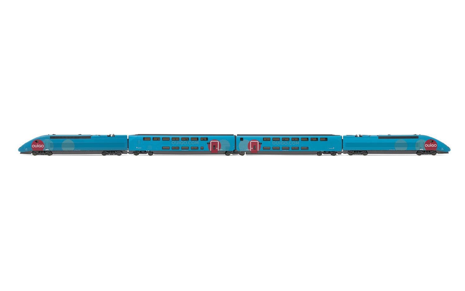 SNCF, coffret de 4 unités, TGV Duplex OuiGo, composé de locomotive motorisé, locomotive sans motor et 2 voitures, ép. VI