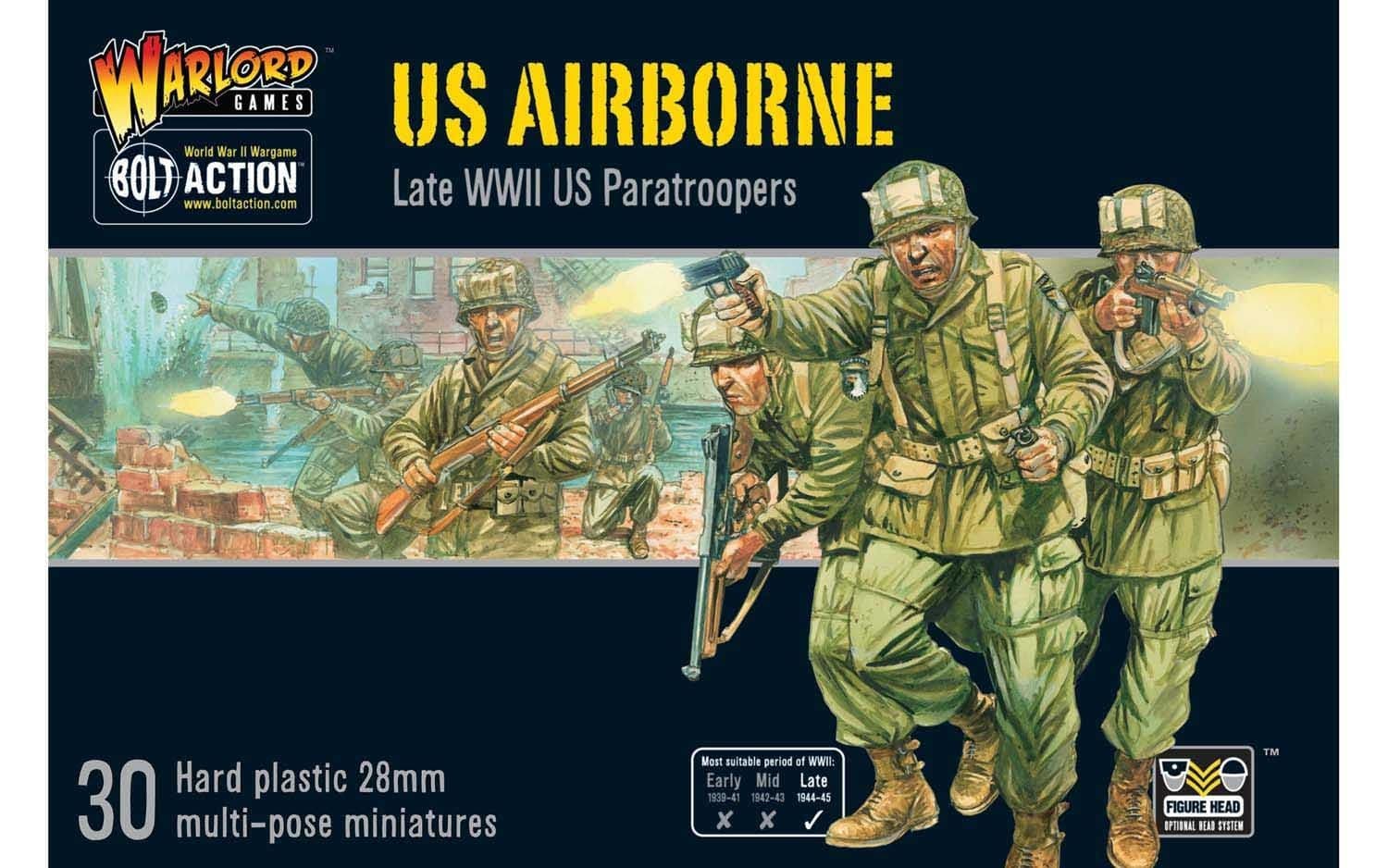 US Airborne Paratroopers 1:56 WWII Military Wargaming Figures Plastic Model Kit