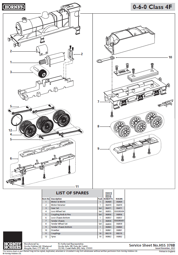 Loco chassis, 4F Class Locomotive Chassis Bottom (R3030)