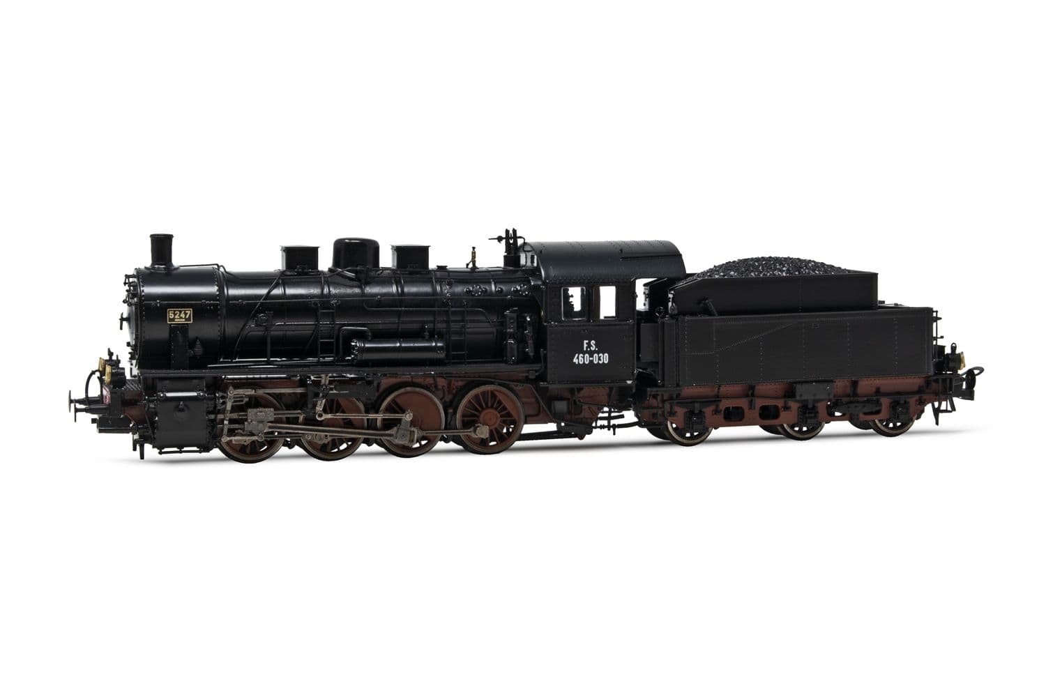 FS, steam locomotive Gr. 460, 3-dome boiler, oxide red/black livery, white markings, period II, with DCC-sounddecoder