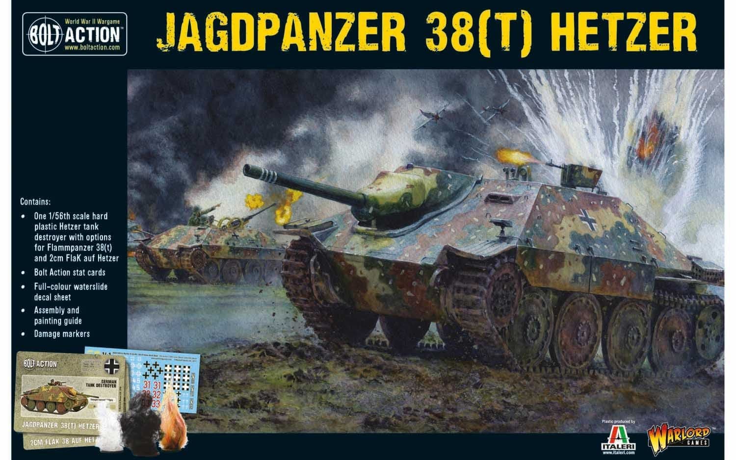 Jagdpanzer 38(t) Hetzer Tank 1:56 WWII Military Wargaming Plastic Model Kit