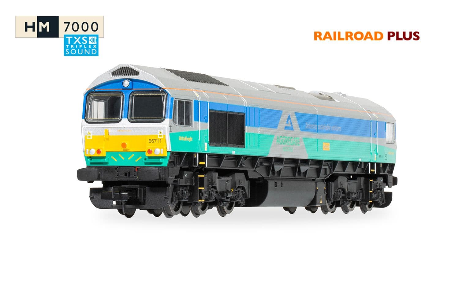 RailRoad Plus: Class 66 - Aggregates Industries - 66711 'Sence' (DCC Sound Fitted)
