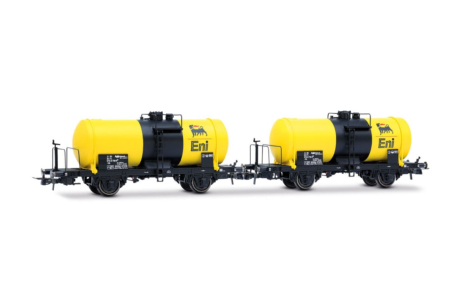 FS, 2-unit pack of 2-axle tank wagons "ENI", without brakeman's cab
